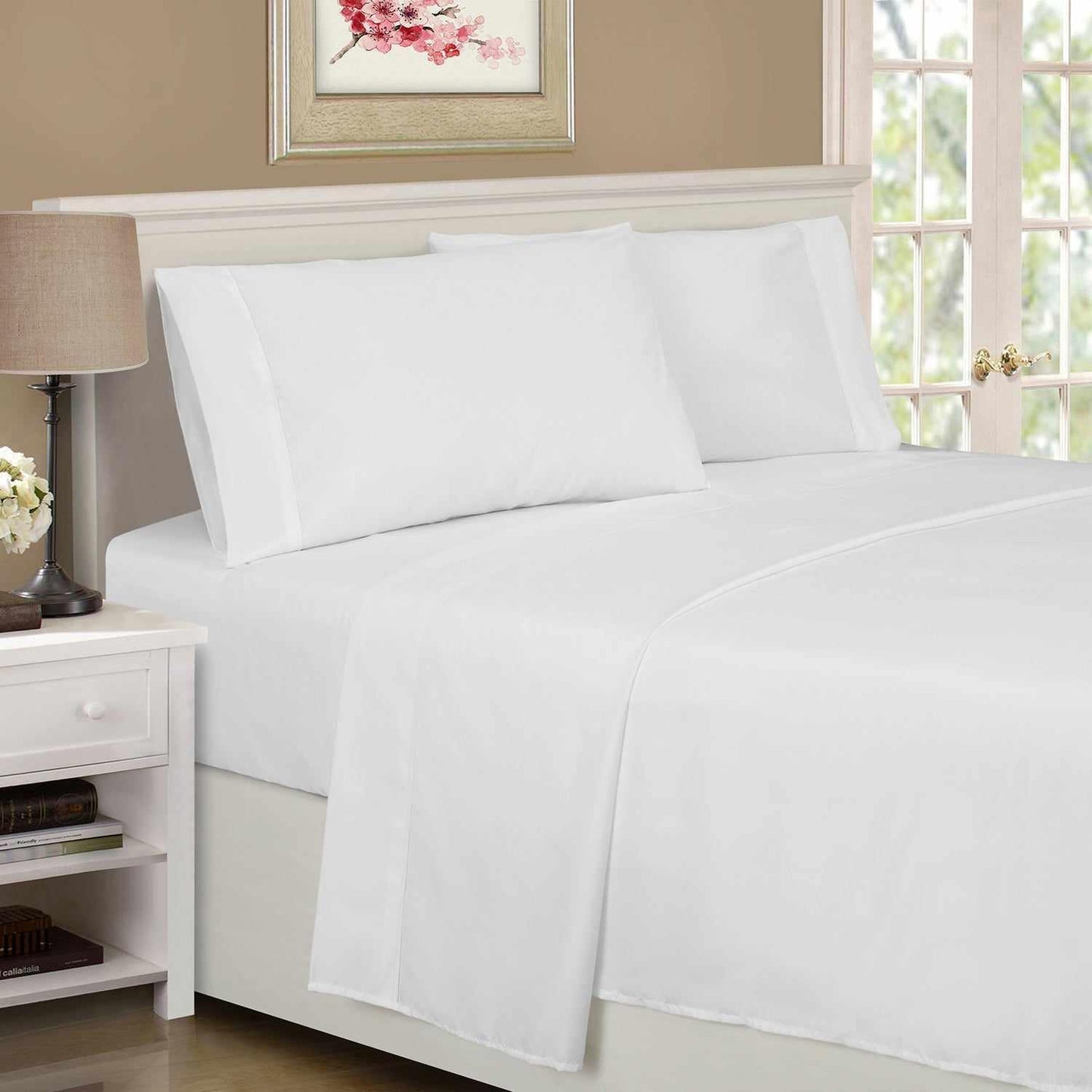 Superior Solid Rayon From Bamboo and Microfiber Blend Sheet Set - White