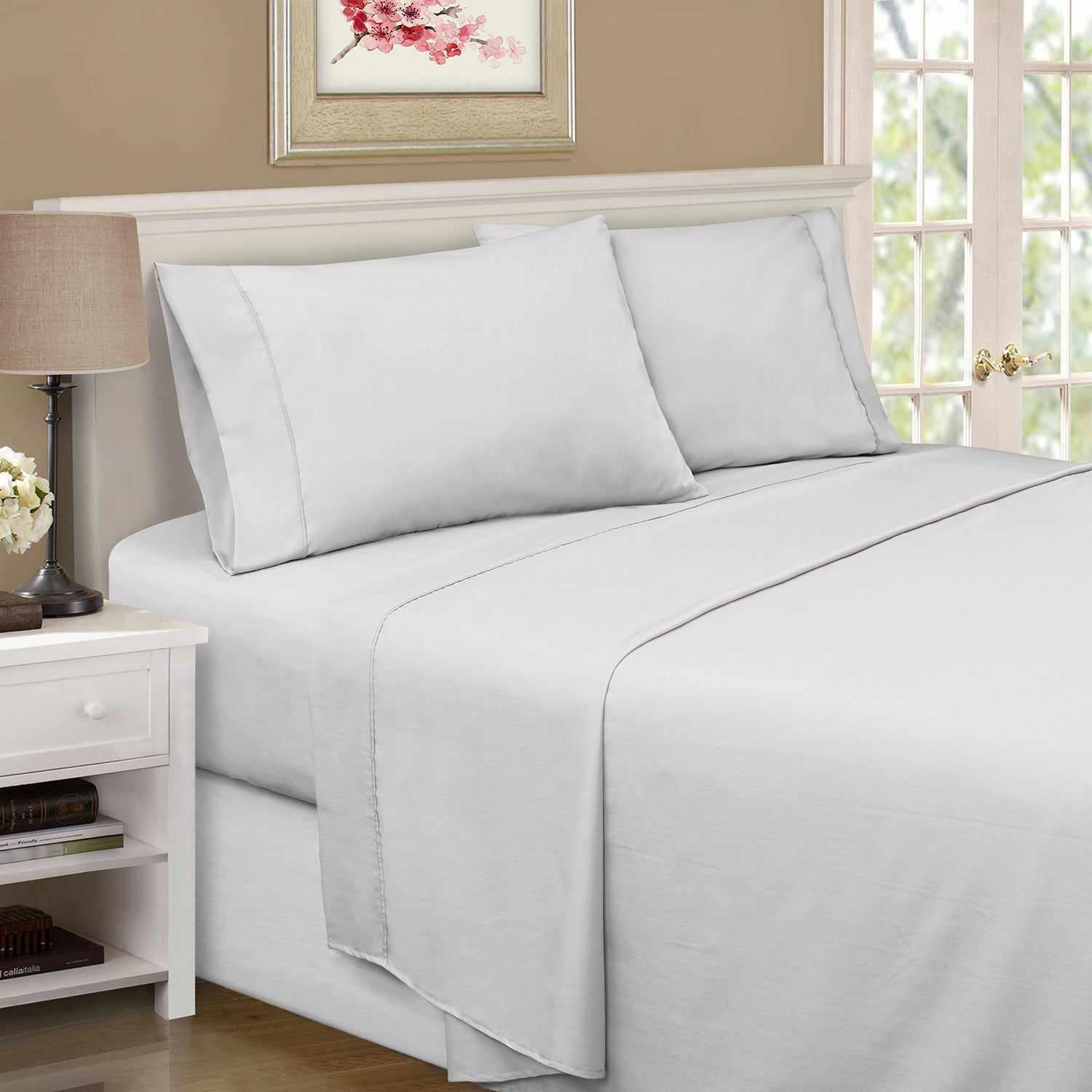 Superior Solid Rayon From Bamboo and Microfiber Blend Sheet Set - Chrome