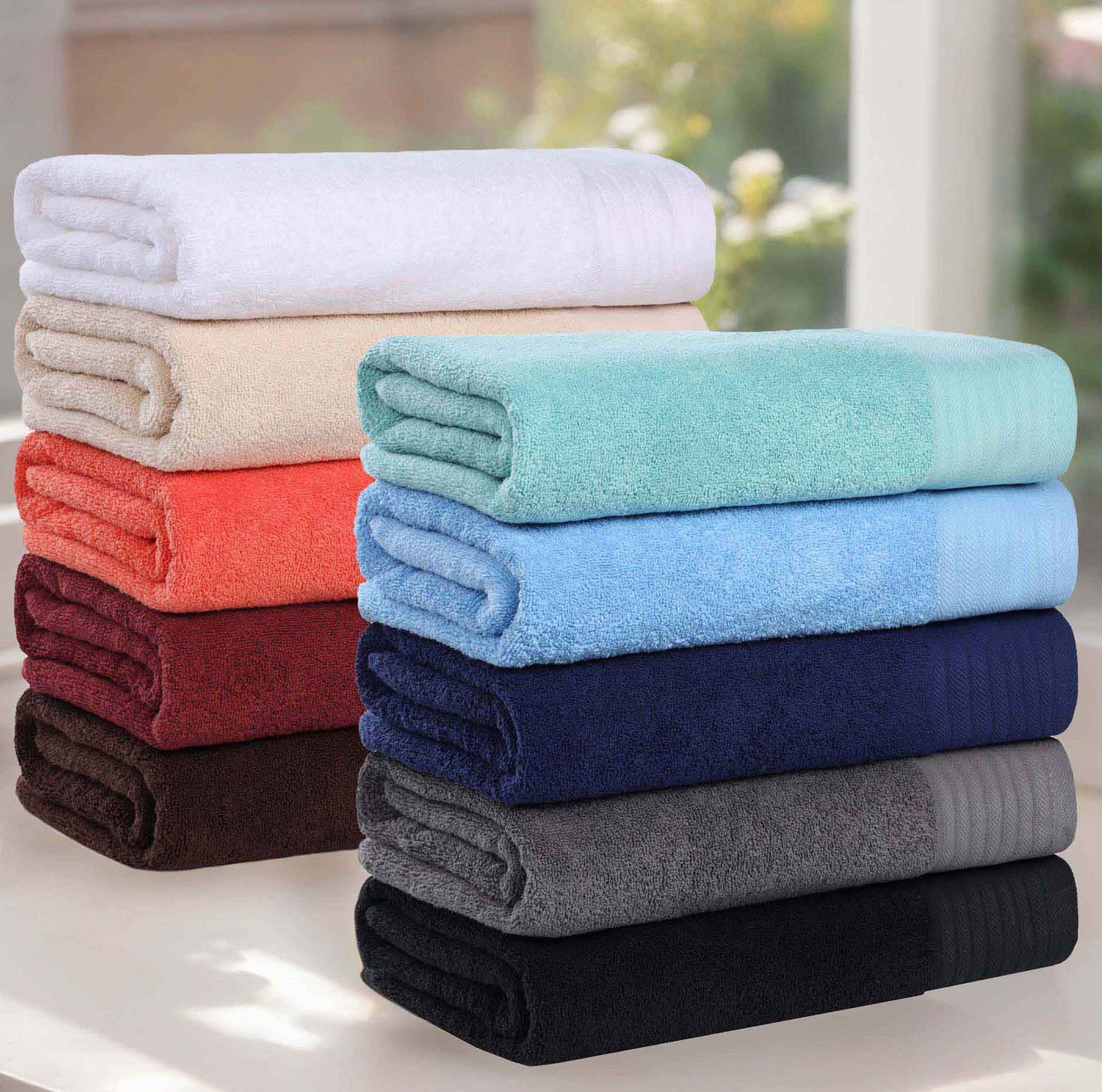 Premium Turkish Cotton Herringbone Solid Assorted 6 Piece Towel Set