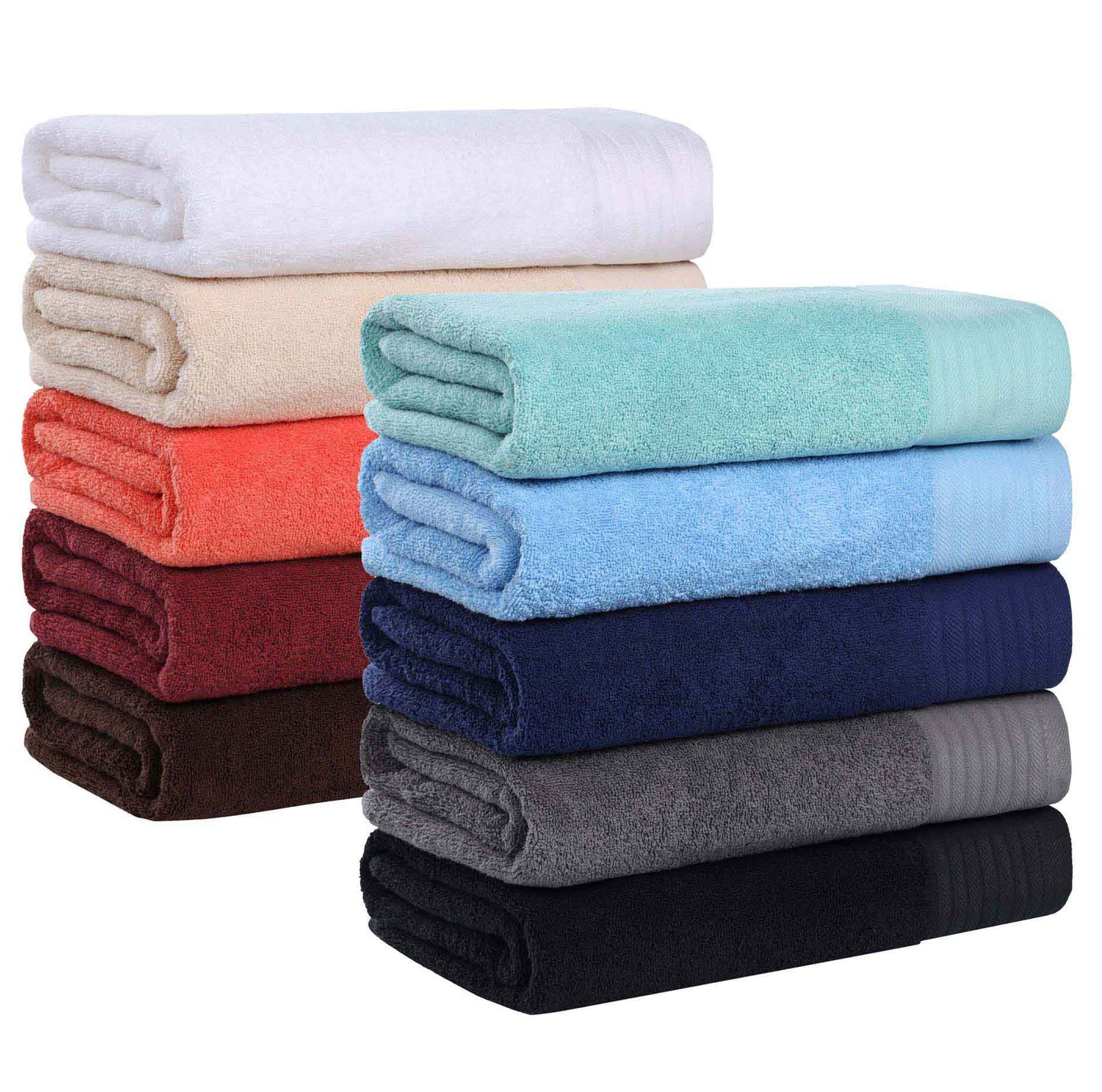 Premium Turkish Cotton Herringbone Solid Assorted 6 Piece Towel Set