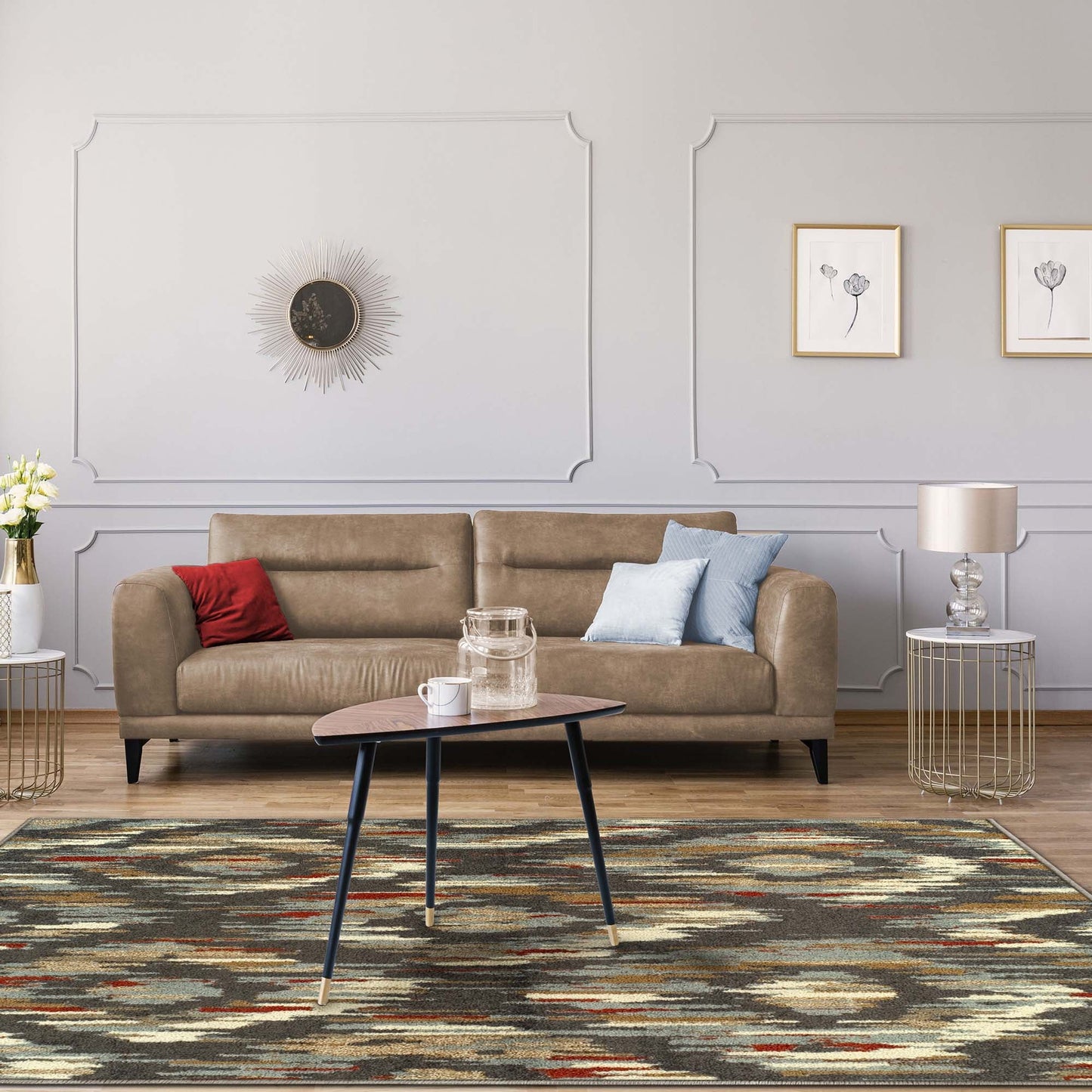 Superior Solitaire Modern Abstract Diamond Motif Indoor Area Rug - Gray