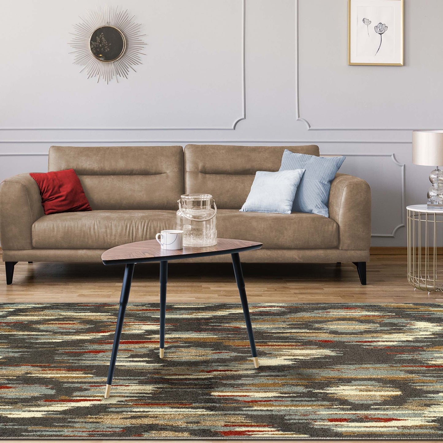 Superior Solitaire Modern Abstract Diamond Motif Indoor Area Rug - Gray