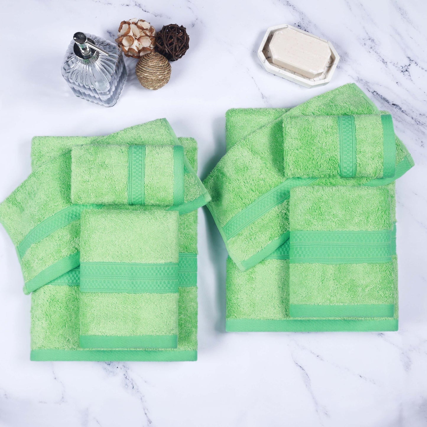 Ultra-Soft Rayon from Bamboo Cotton Blend 8 Piece Towel Set - SpringGreen