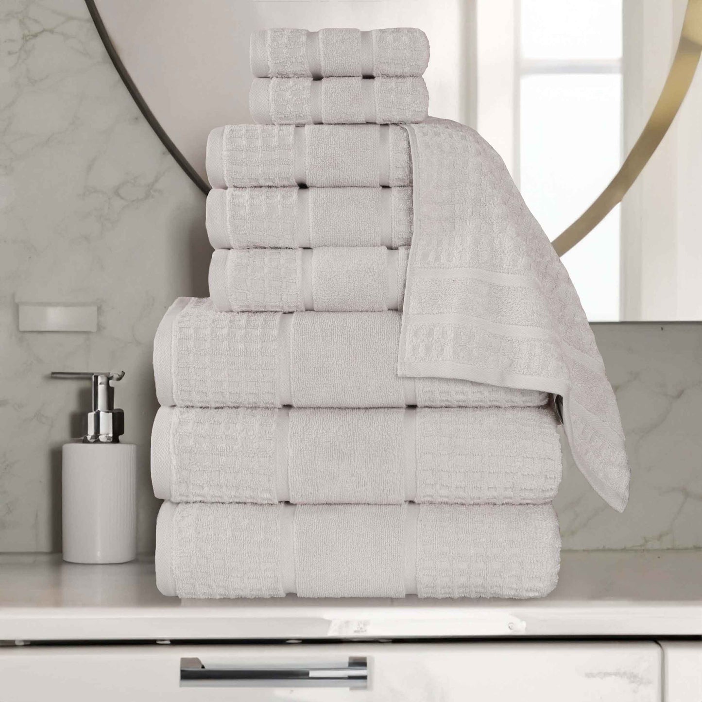 Napa Zero Twist Cotton Solid Waffle Honeycomb 9 Piece Towel Set