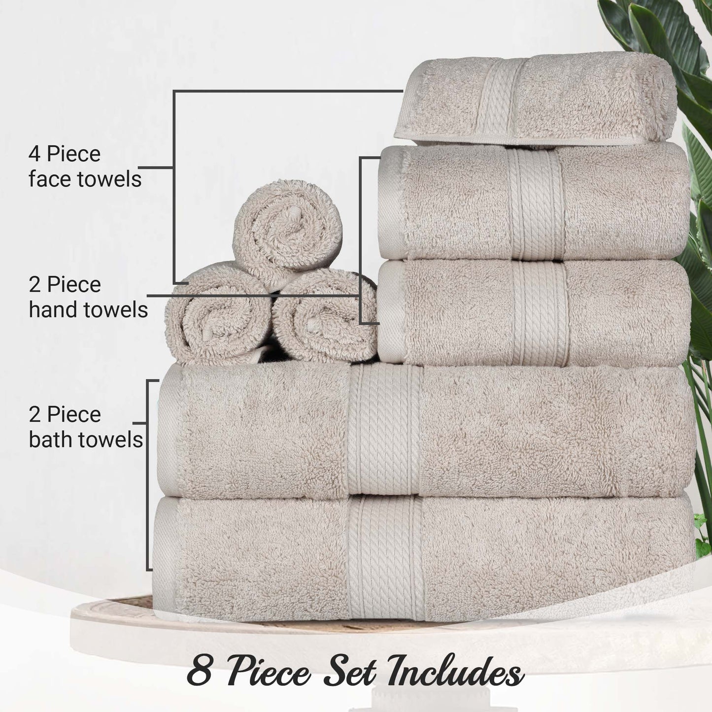Madison Egyptian Cotton Pile Plush Heavyweight 8 Piece Towel Set