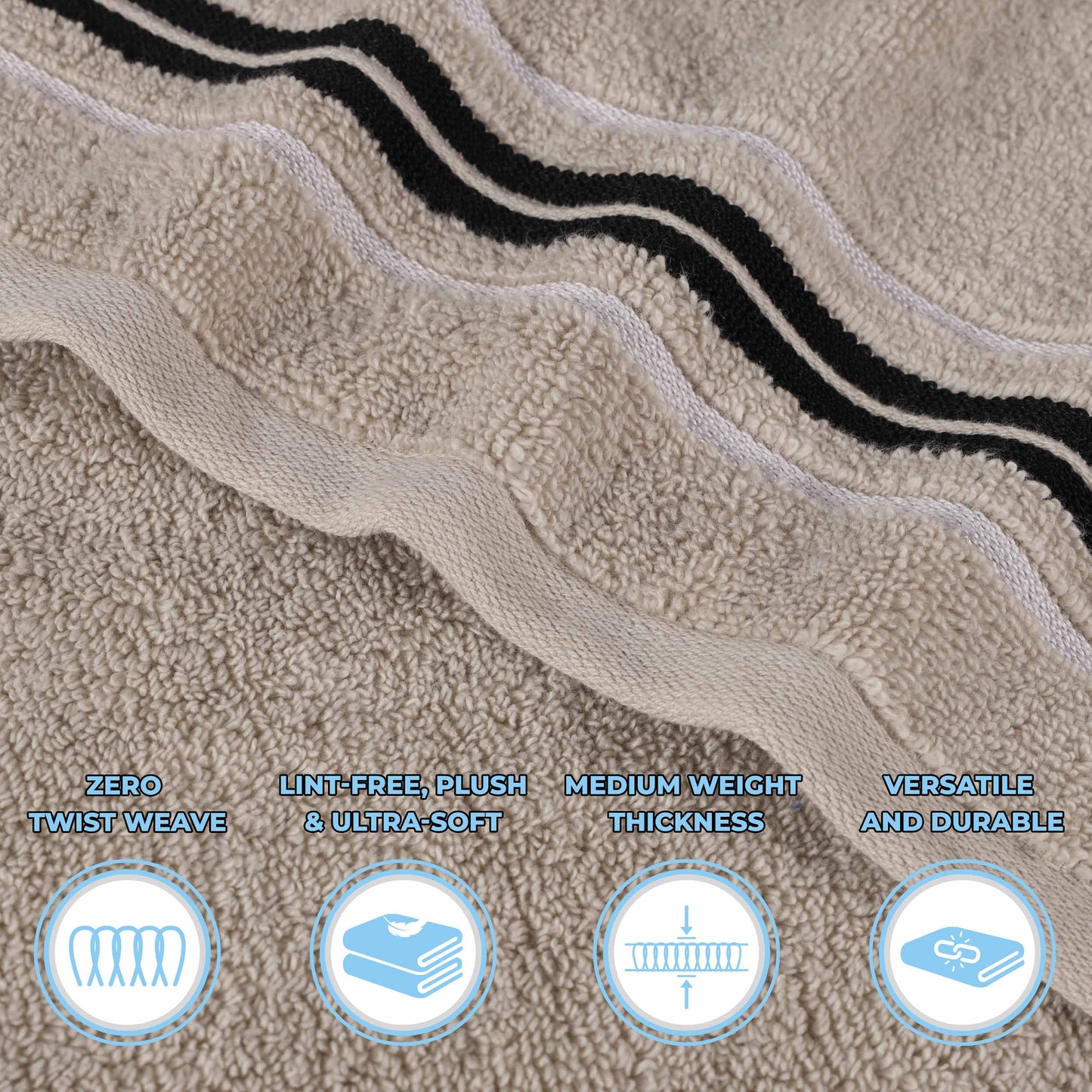 Sadie Zero Twist Cotton Solid Absorbent 3 Piece Towel Set