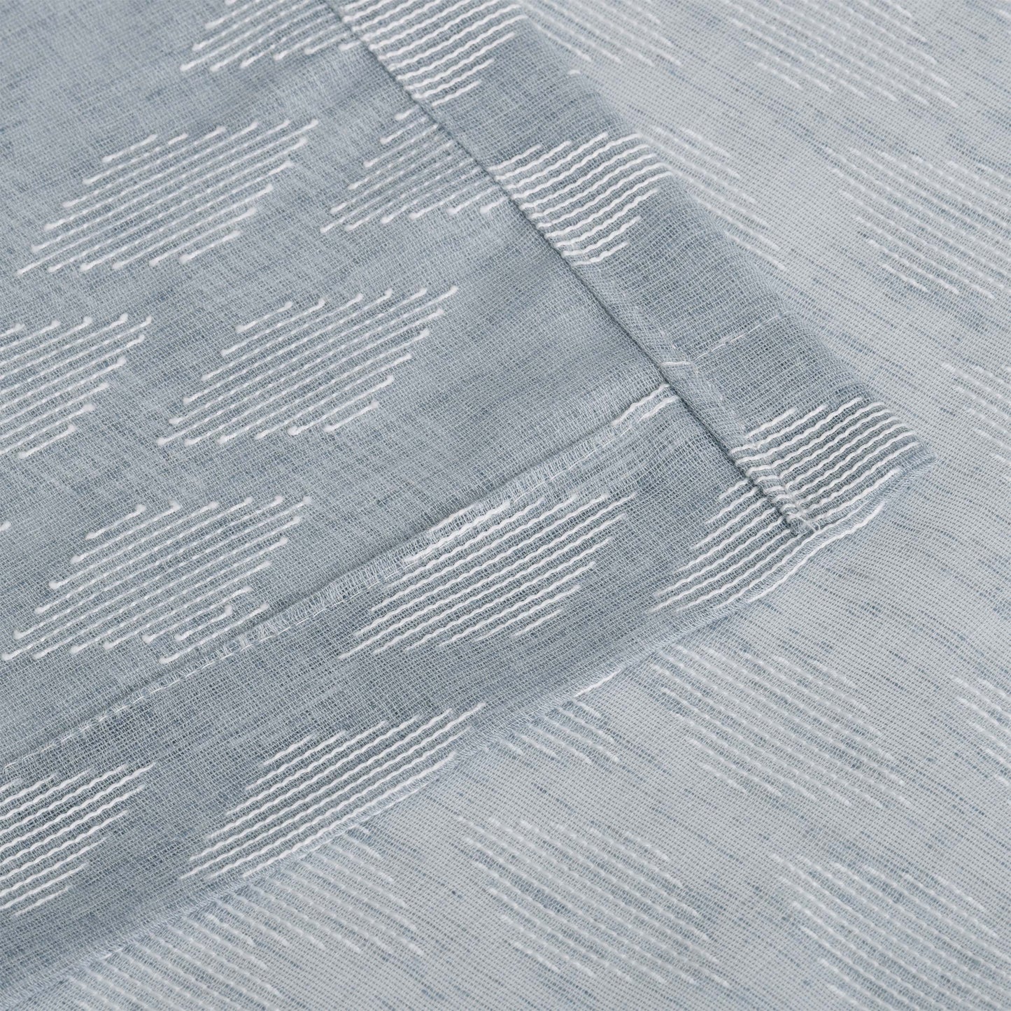 Embroidered Argyle Sheer 2-Piece Grommet Curtain Panel Set - StoneBlue