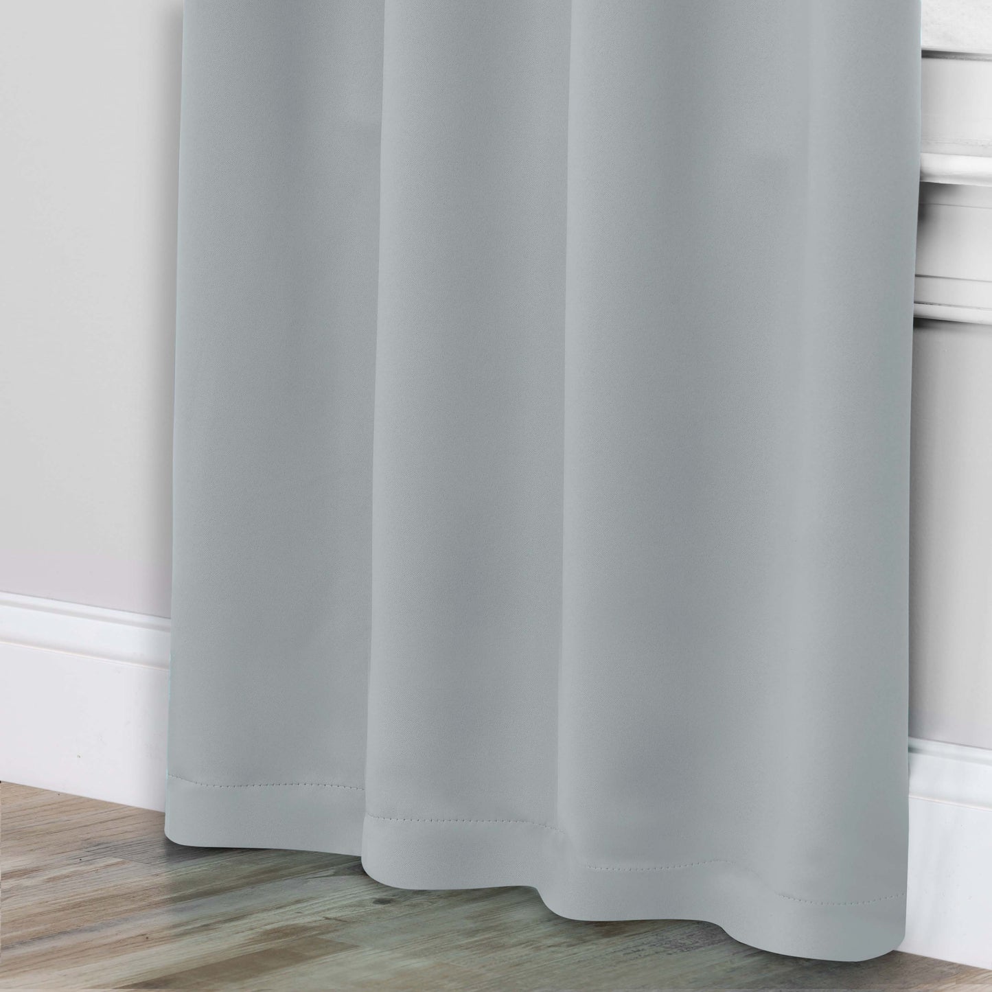 Solid Room Darkening Rod Pocket Blackout Curtain Panels, Set of 2 - StoneBlue