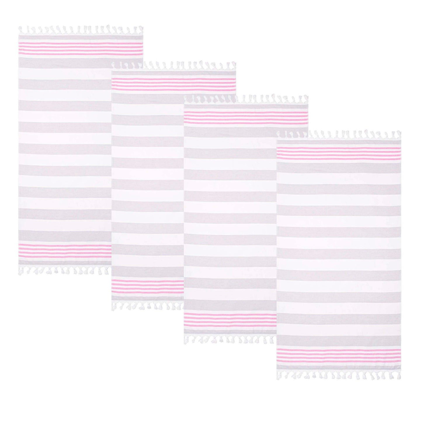 Coastal Resort Stripe Fouta 4 Piece Beach Towel with Tassels