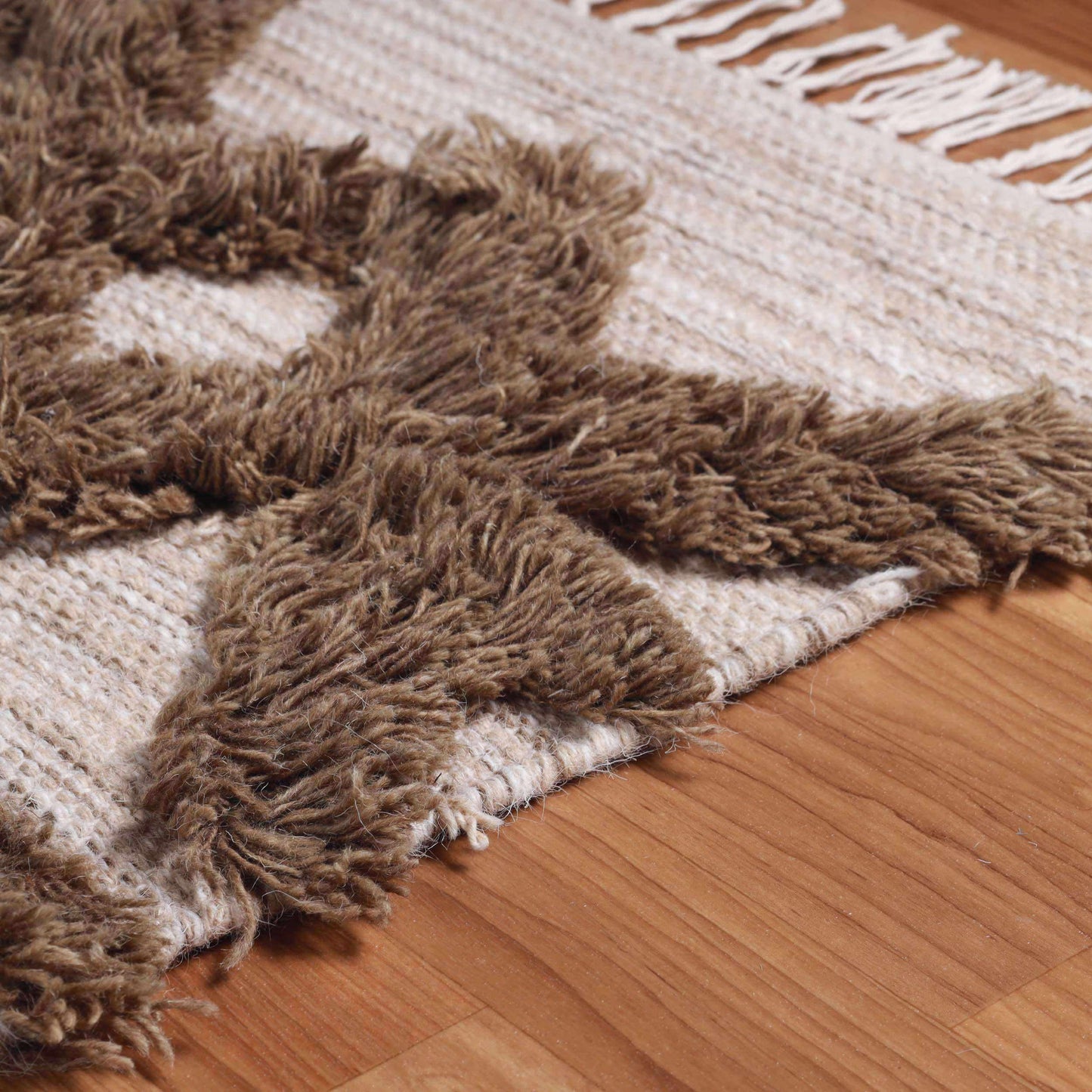 Superior Bohemian Wool Geometric Medallion Fringe Indoor Area or Runner Rug - Sand-Taupe