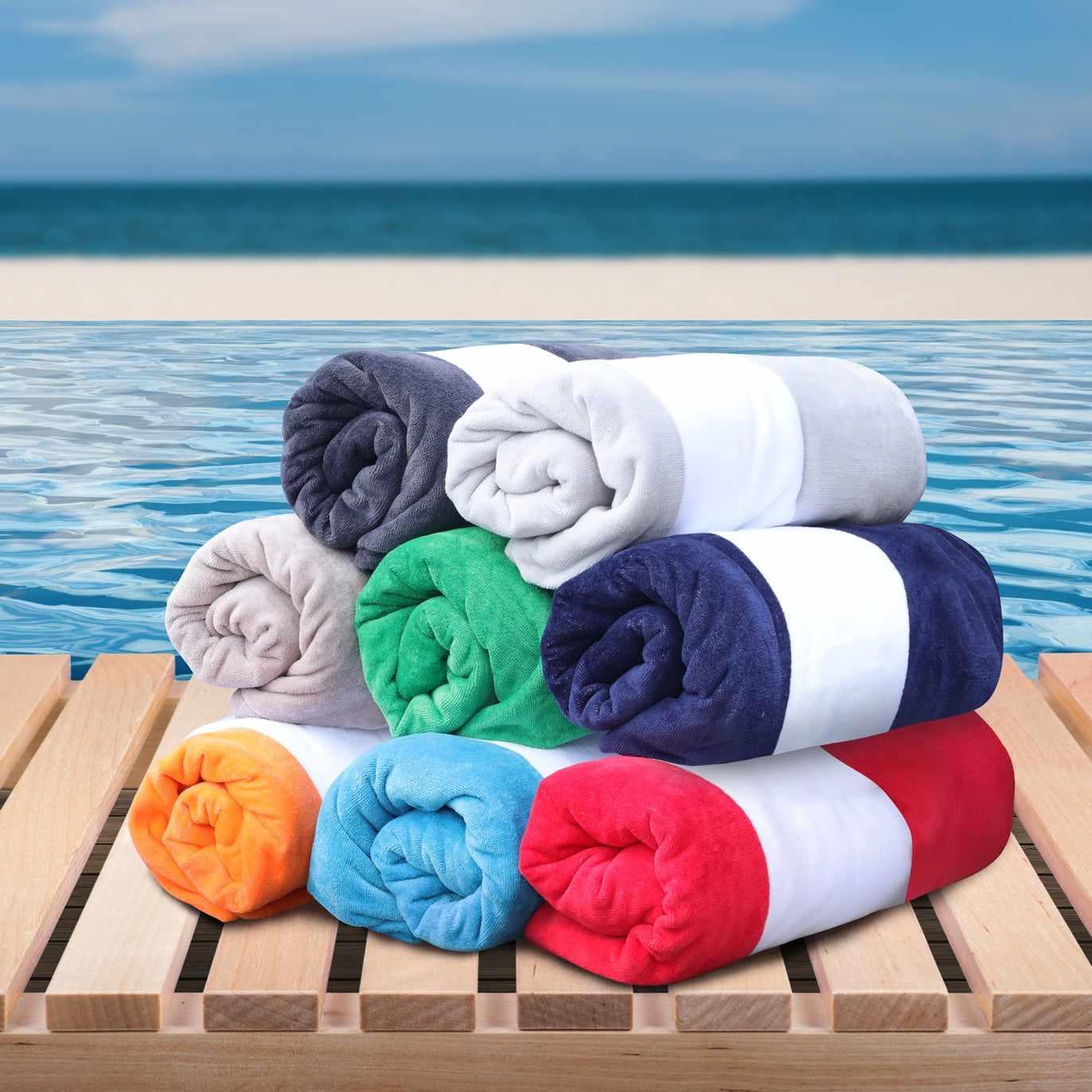 Superior Cotton Standard Size Cabana Stripe Chaise Lounge Chair Cover - Light Grey