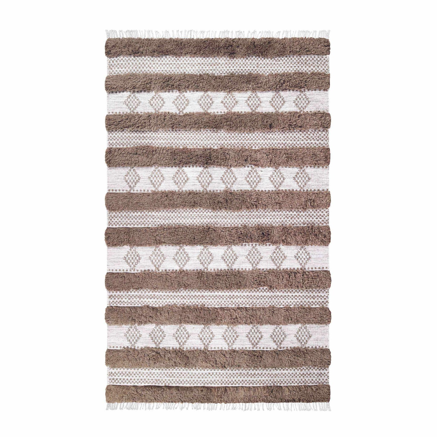 Superior Farmhouse Wool Geometric Stripe Fringe Indoor Area or Runner Rug - Olive