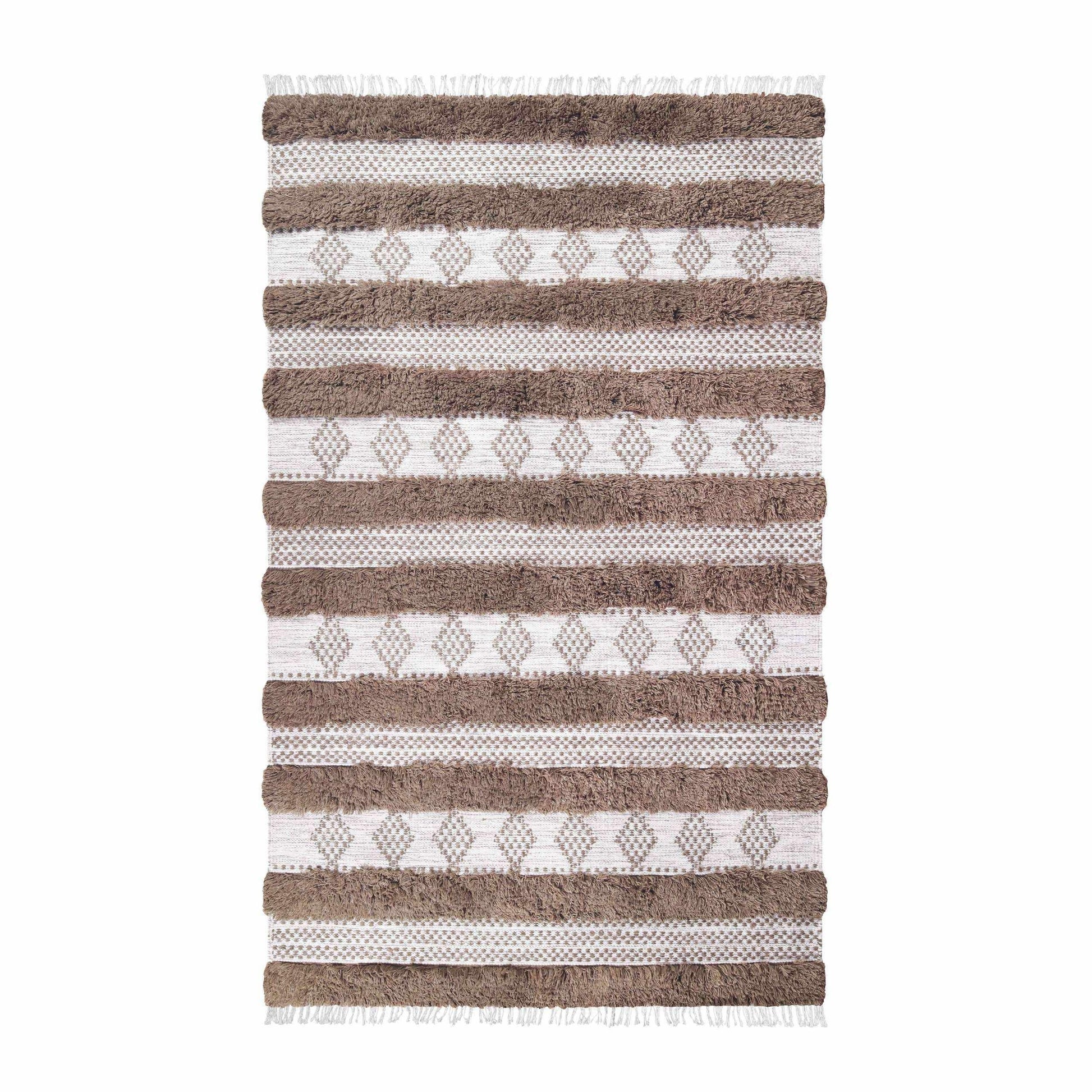 Superior Farmhouse Wool Geometric Stripe Fringe Indoor Area or Runner Rug - Olive