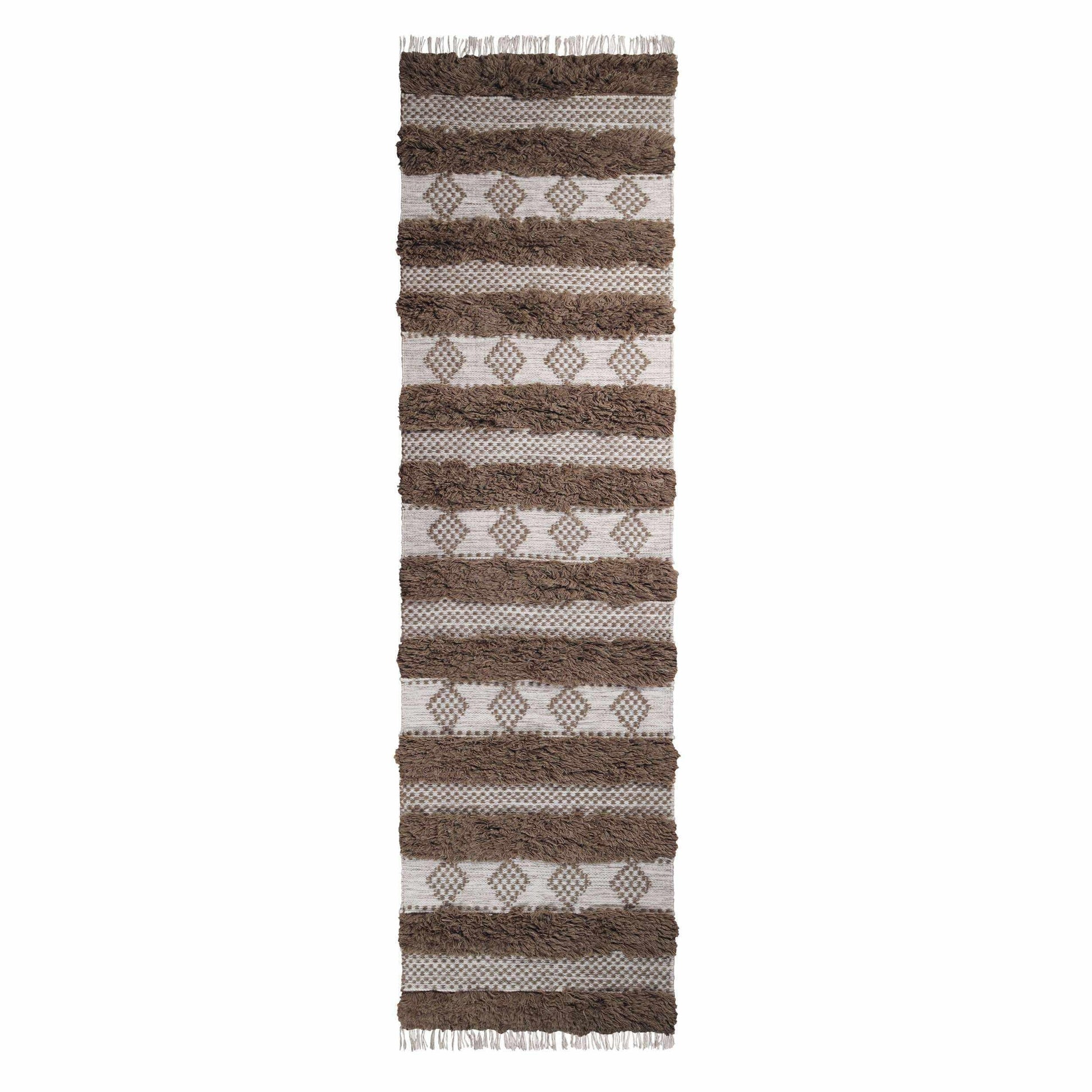 Superior Farmhouse Wool Geometric Stripe Fringe Indoor Area or Runner Rug - Olive