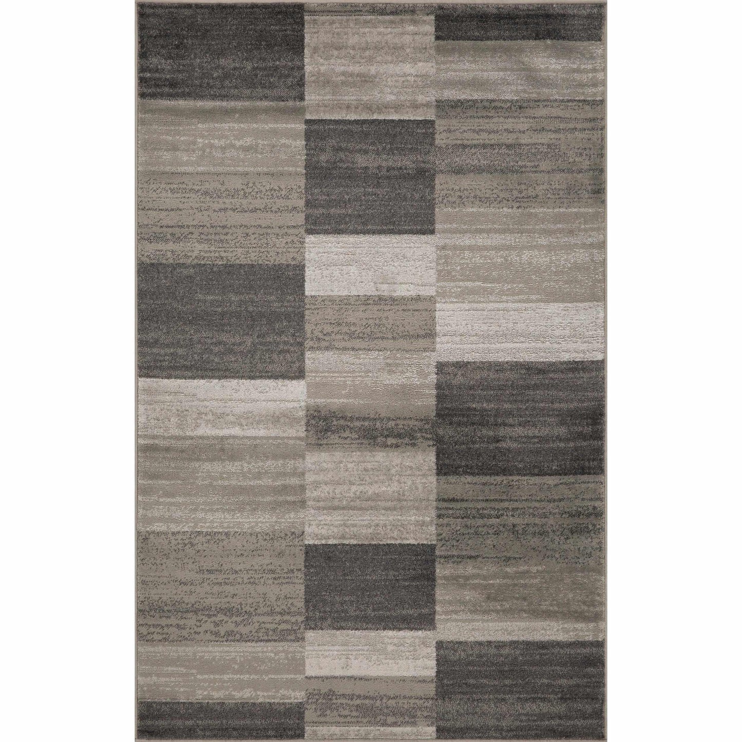 Blair wood Modern Patchwork Geometric Silver Area Rug