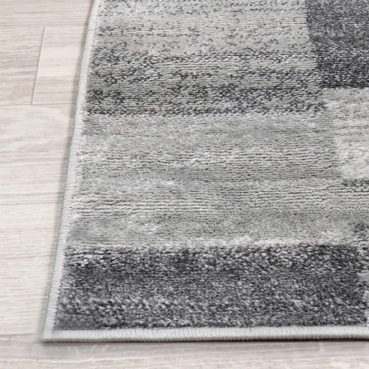 Blair wood Modern Patchwork Geometric Silver Area Rug