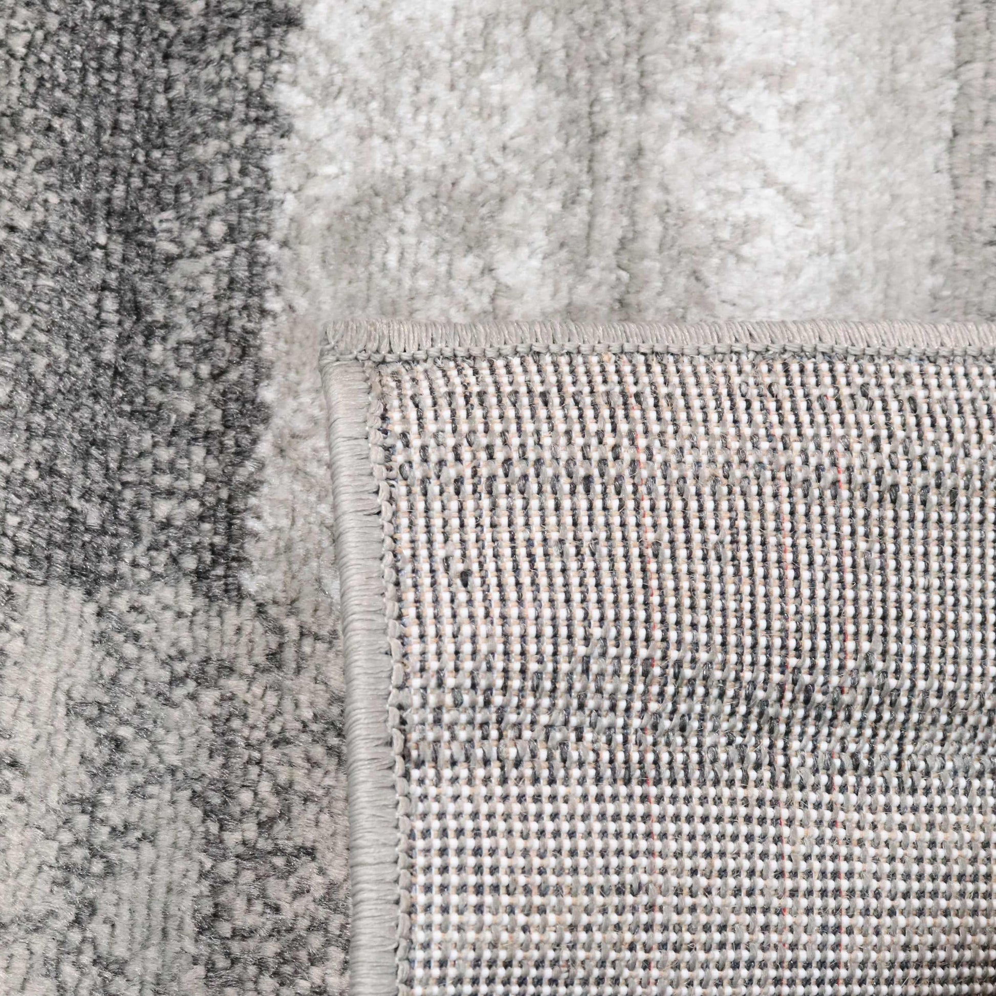 Blair wood Modern Patchwork Geometric Silver Area Rug