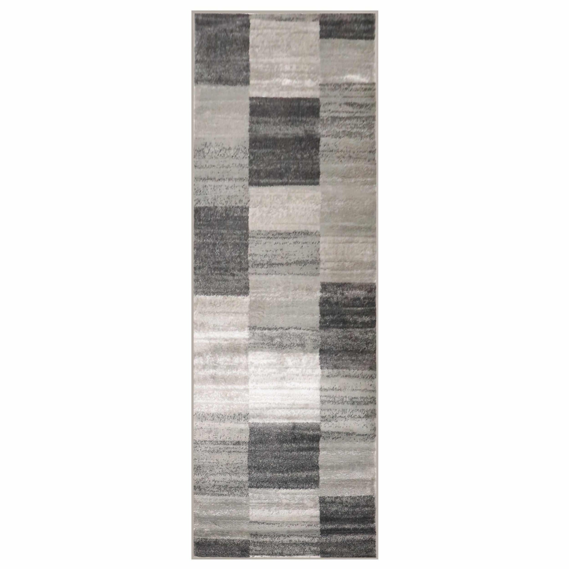 Blair wood Modern Patchwork Geometric Silver Area Rug