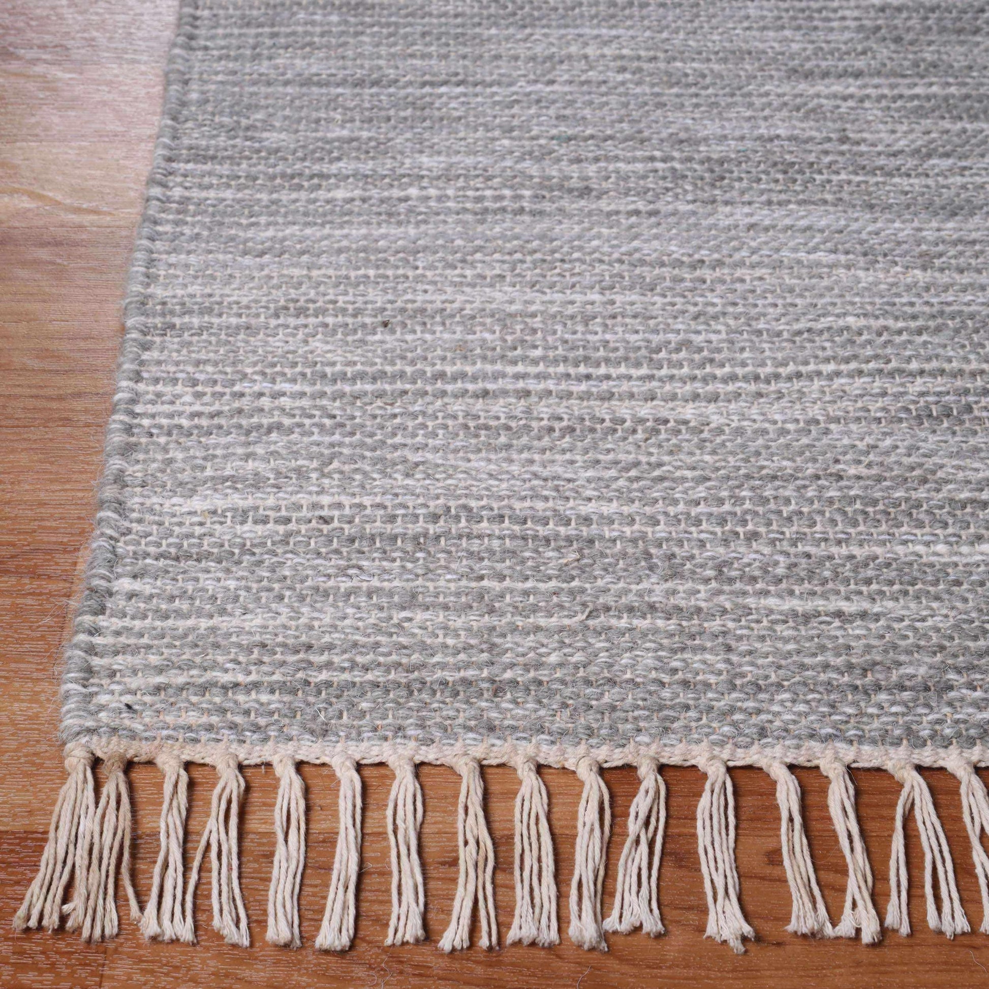 Superior Southwestern Wool Abstract Line Geometric Fringe Area or Runner Rug - Slate