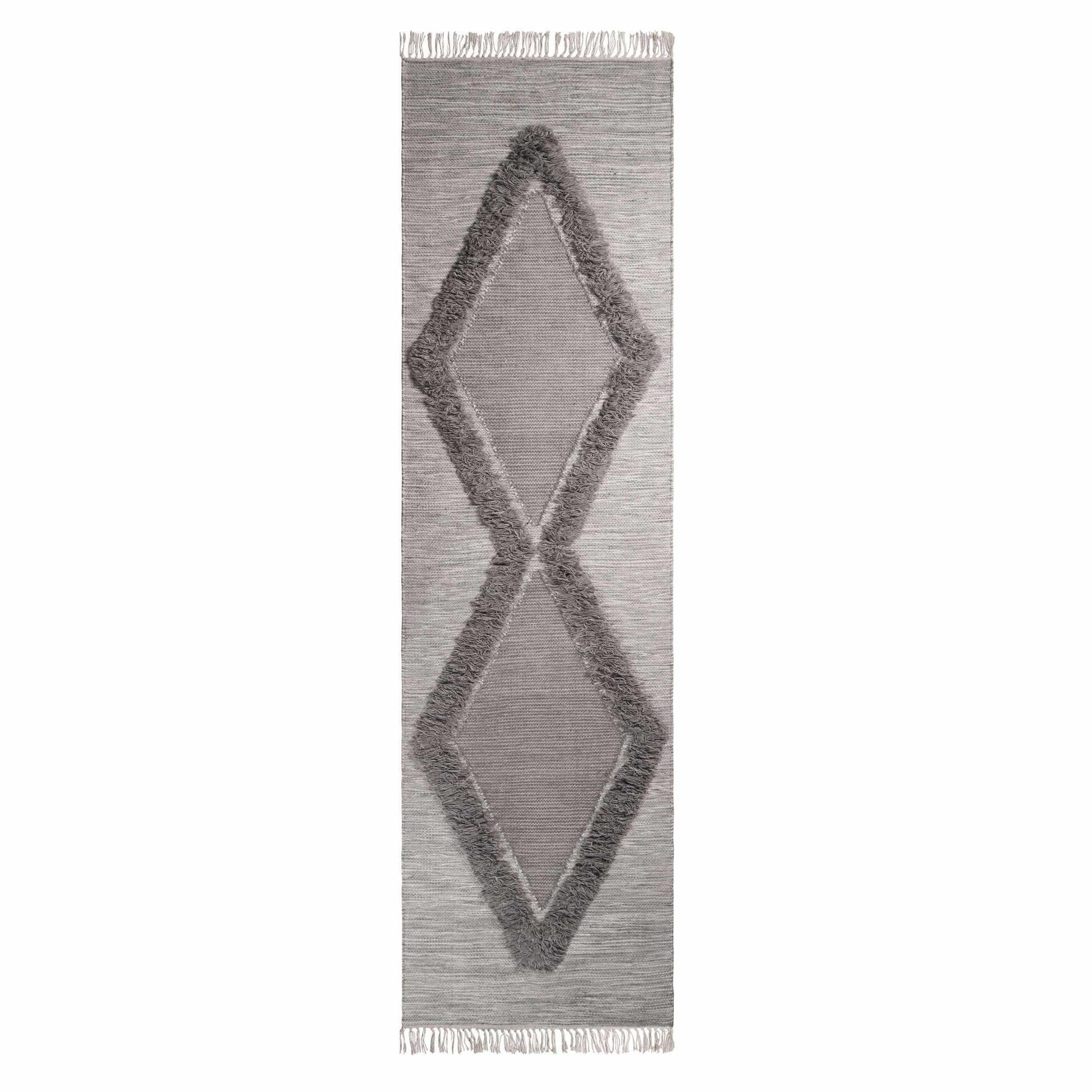 Superior Southwestern Wool Abstract Line Geometric Fringe Area or Runner Rug- Slate