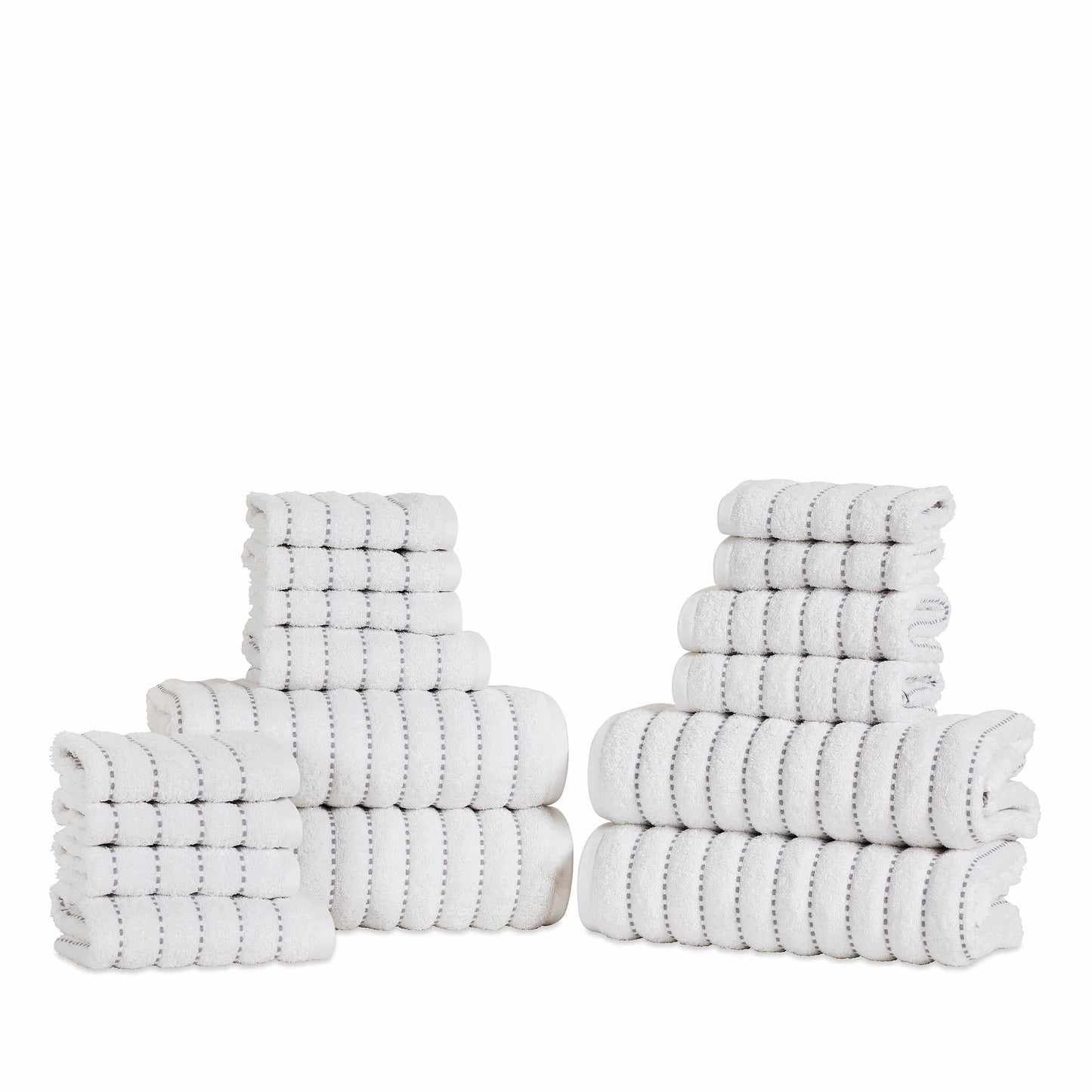 Traditional Organic Wave 650 GSM 16- Pieces Towel Set - Taupe