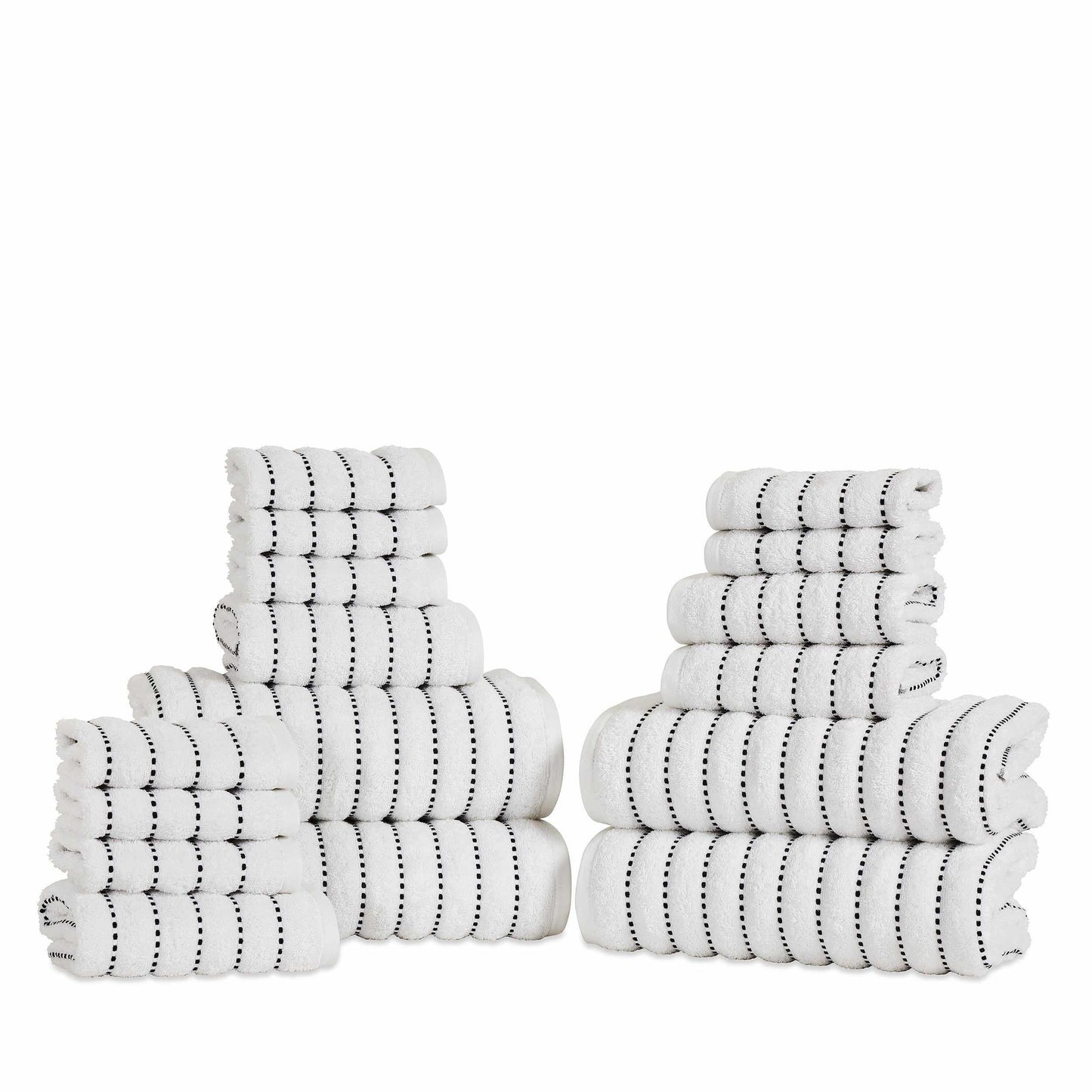 Traditional Organic Wave 650 GSM 16- Pieces Towel Set - Navy Blue