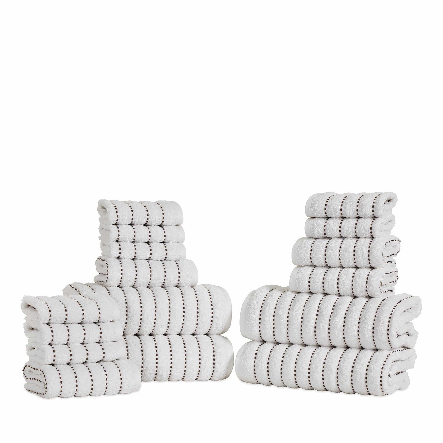Traditional Organic Wave 650 GSM 16- Pieces Towel Set - Black