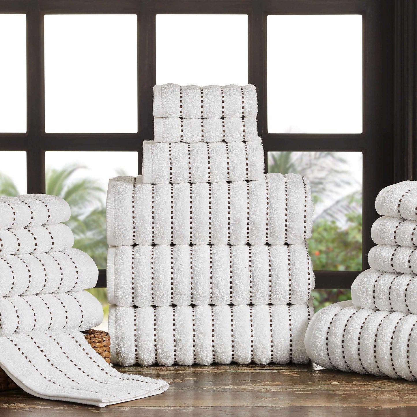 Traditional Organic Wave 650 GSM 16- Pieces Towel Set - Taupe