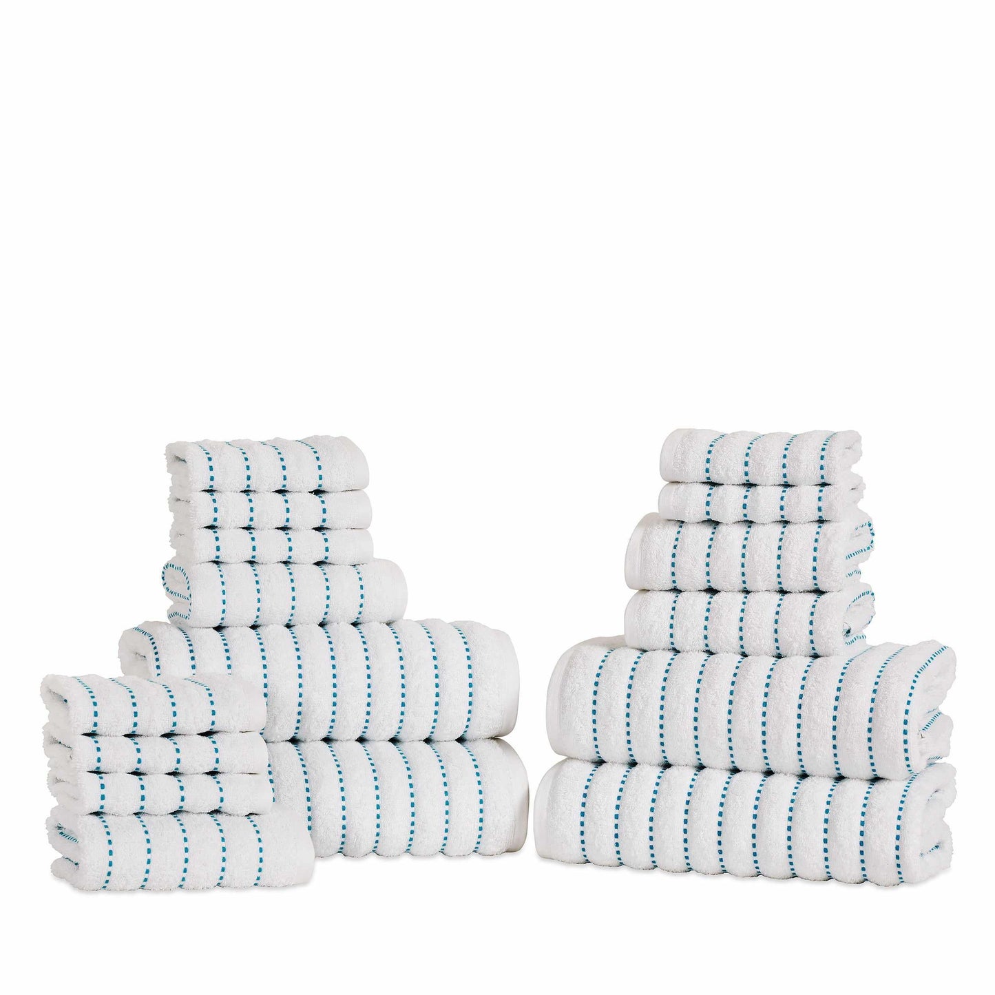 Traditional Organic Wave 650 GSM 16- Pieces Towel Set - Navy Blue