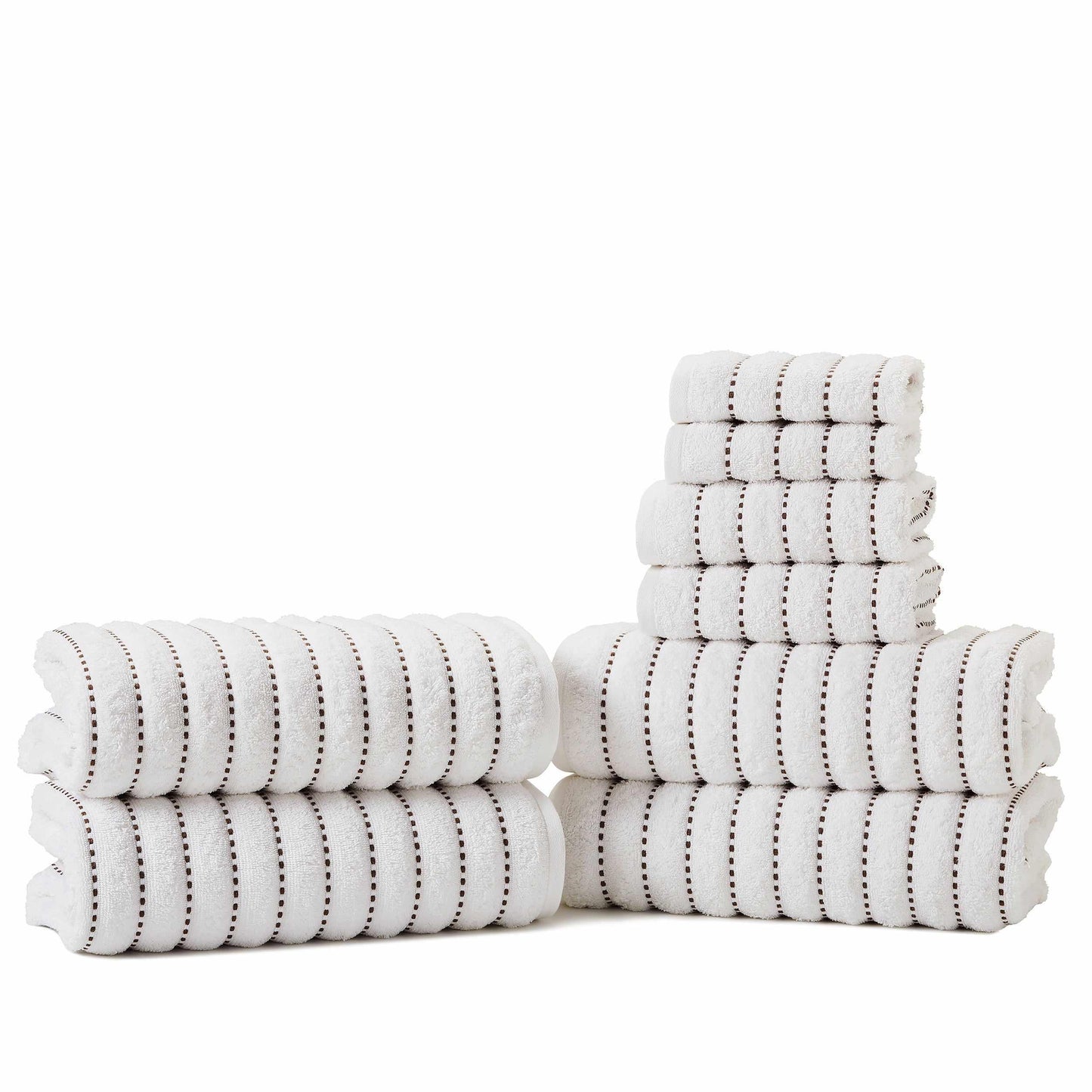 Traditional Organic Wave 650 GSM 8- Pieces Towel Set Media - Taupe