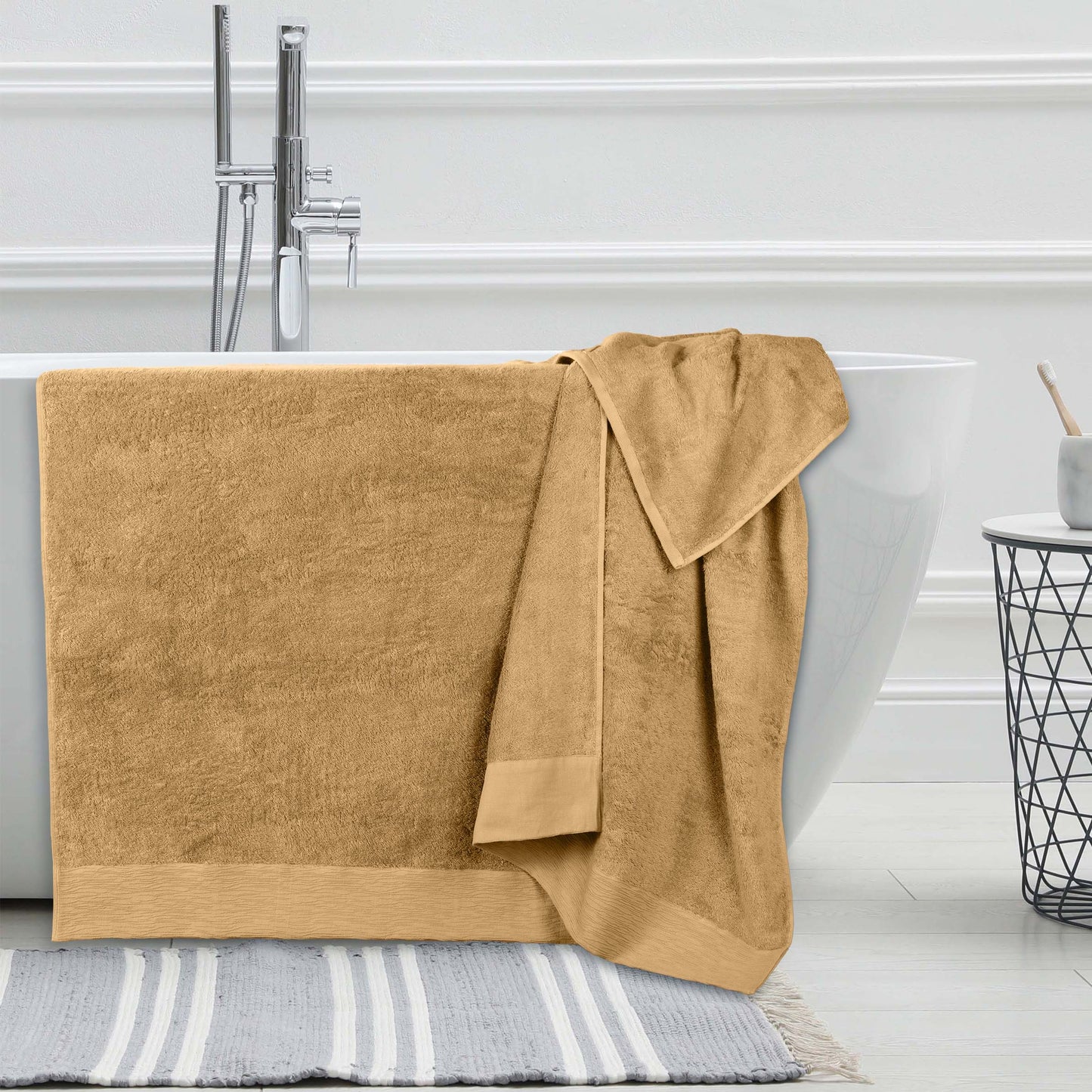 Rayon from Bamboo Eco-Friendly Fluffy Soft Solid Bath Sheet - Gold