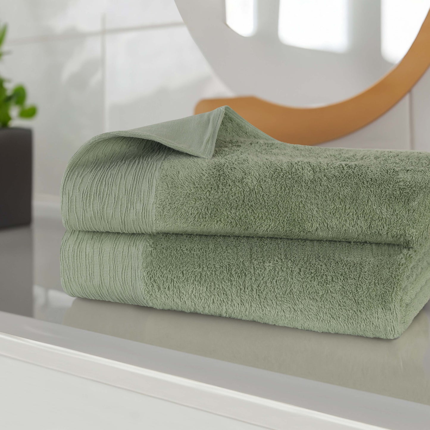 Rayon from Bamboo Eco-Friendly Fluffy Soft Solid Bath Sheet - Green