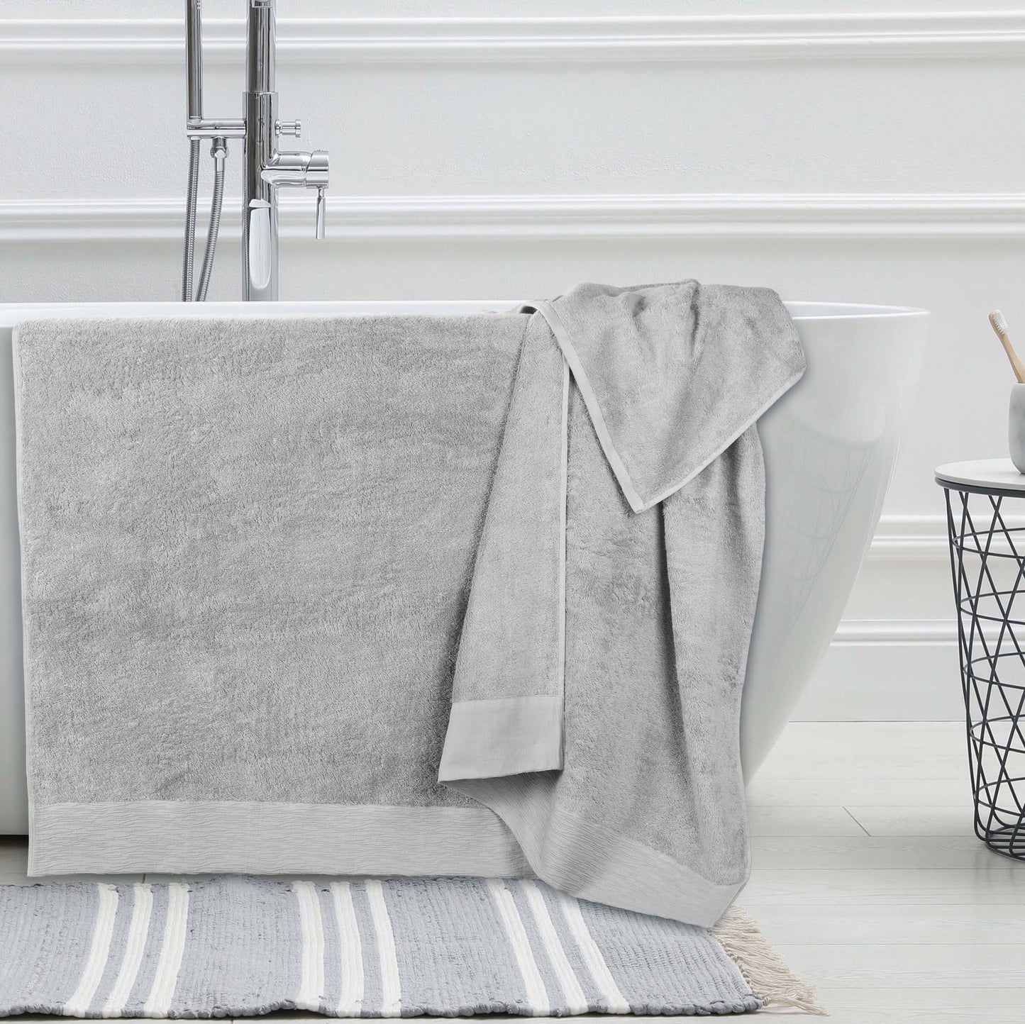 Rayon from Bamboo Eco-Friendly Fluffy Soft Solid Bath Sheet - Platinum
