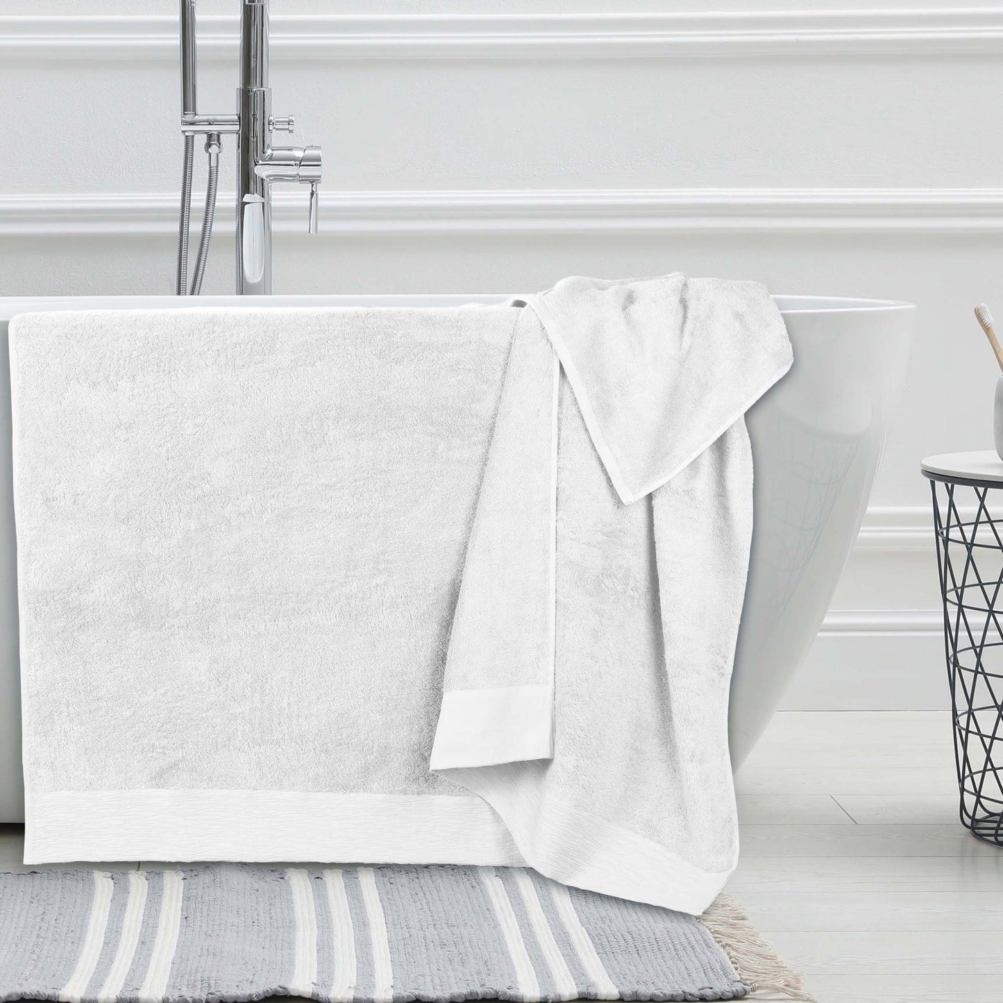 Rayon from Bamboo Eco-Friendly Fluffy Soft Solid Bath Sheet - White