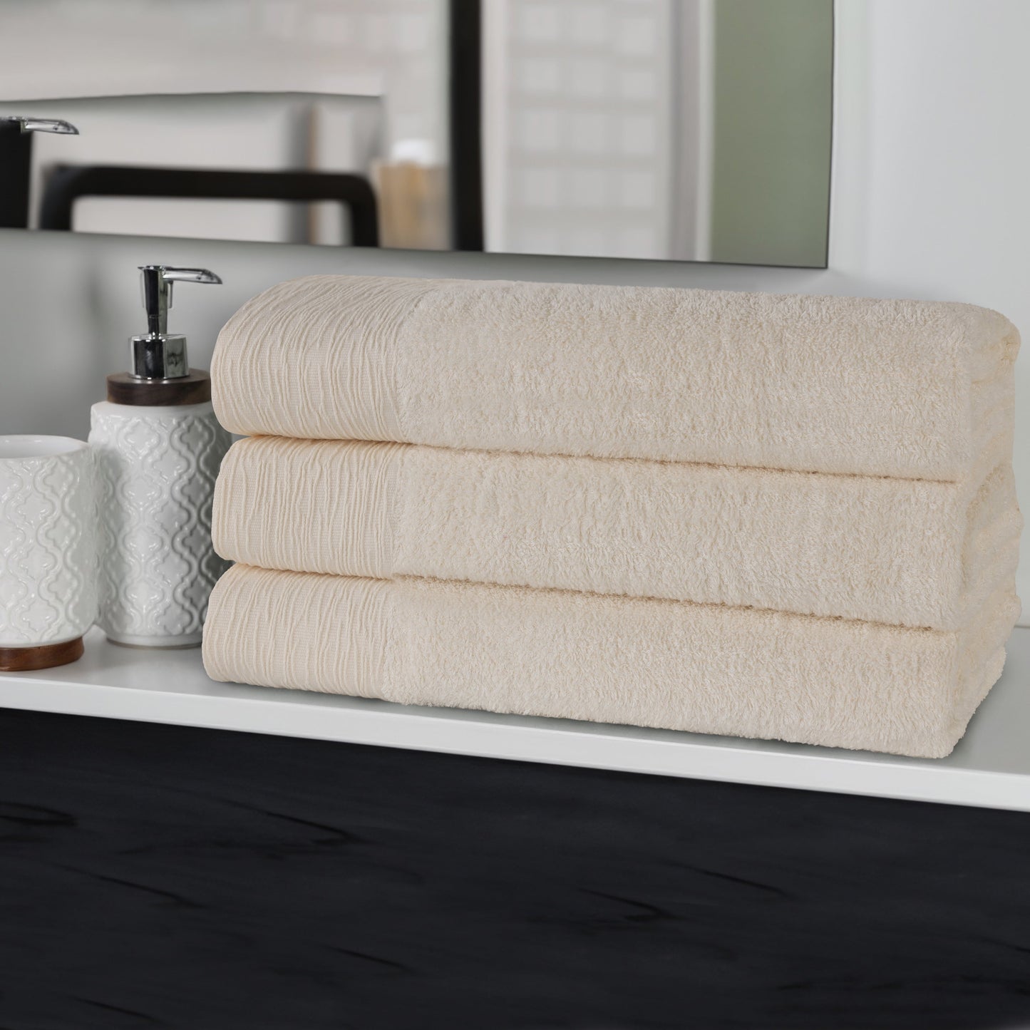Rayon from Bamboo Eco-Friendly Fluffy Soft Solid Bath Towel - Ivory