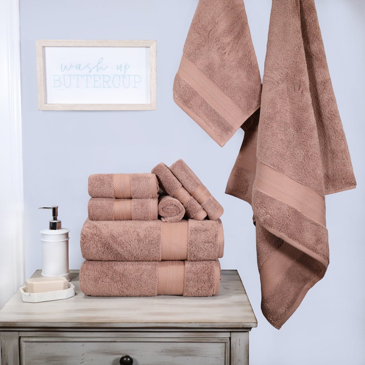 Superior Premium Turkish-Cotton Assorted Towel Set - Taupe