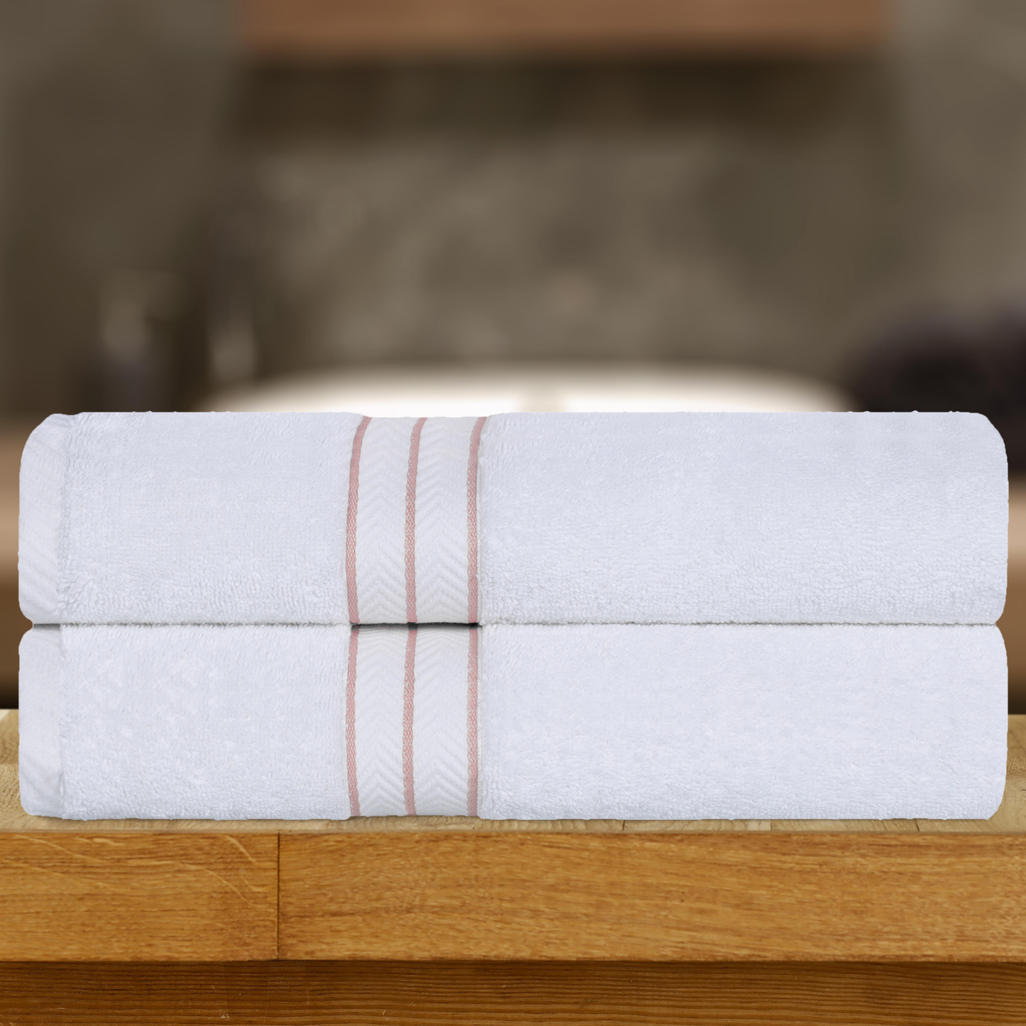 Ultra Plush Turkish Cotton Super Absorbent Solid 2-Piece Bath Sheet Set -Tea Rose