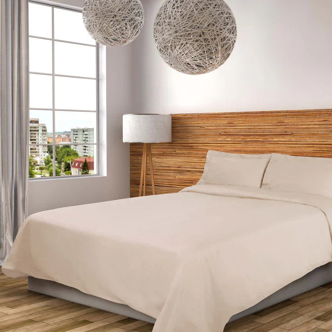 Cotton Percale Modern Traditional Duvet Cover Set - Tan