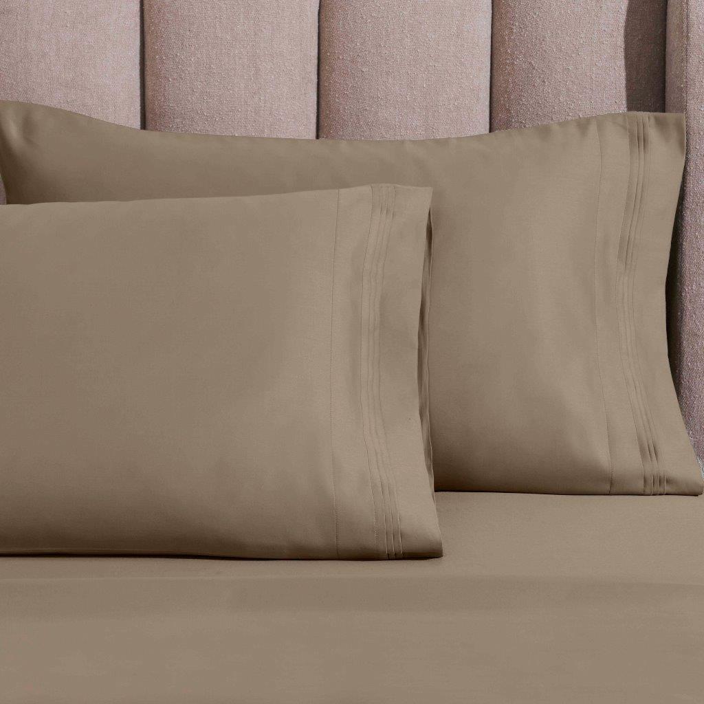 1500 Thread Count Egyptian Cotton 2 Piece Solid Pillowcase Set - Taupe