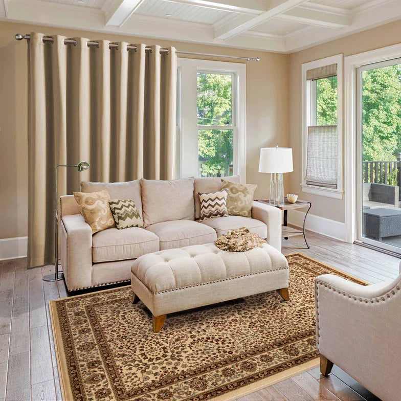 Astral Traditional Oriental Floral Scroll Indoor Area Rug or Runner - Taupe