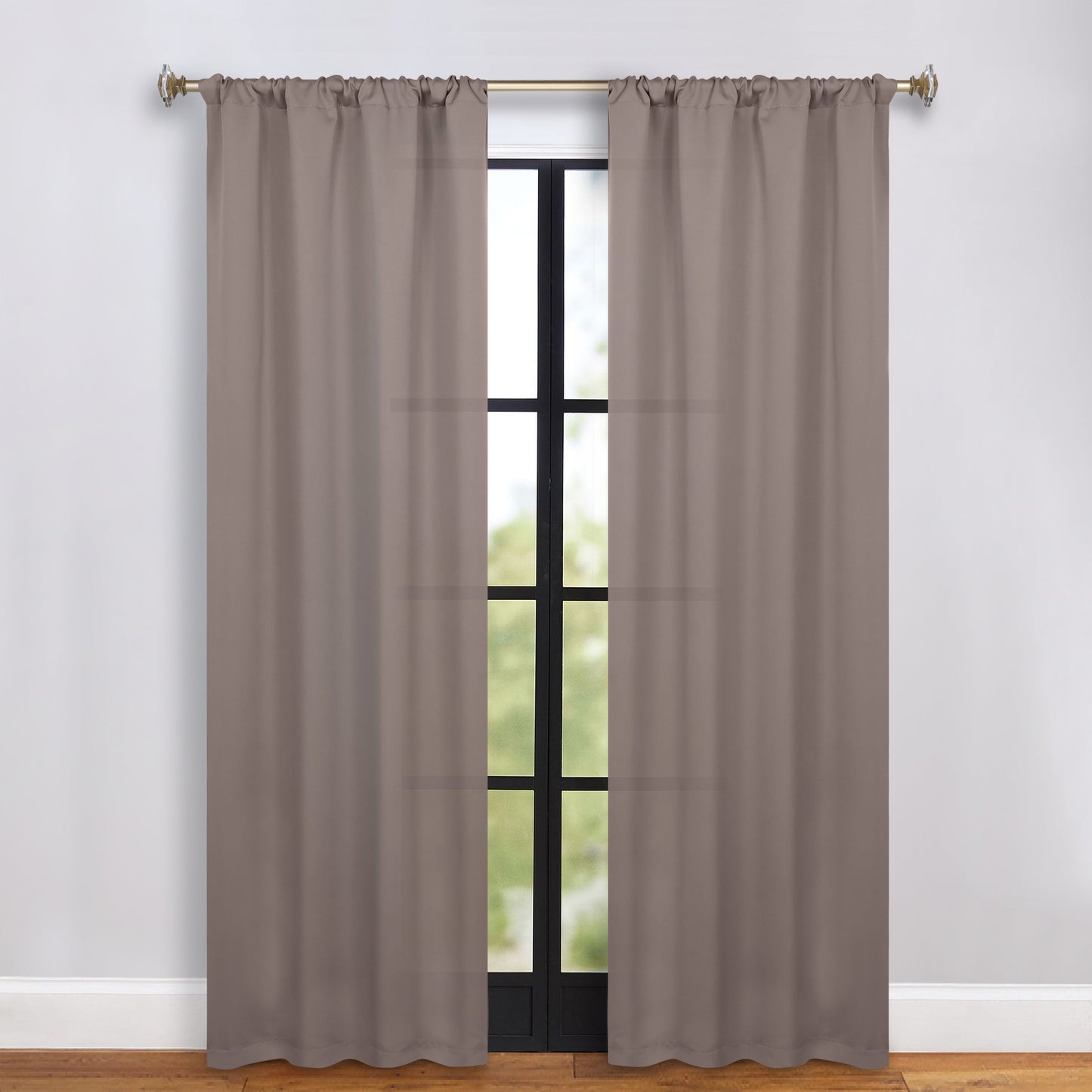 Solid Room Darkening Rod Pocket Blackout Curtain Panels, Set of 2 - Taupe