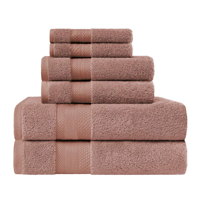 Turkish Cotton Highly Absorbent Solid 6 Piece Towel Set - Taupe