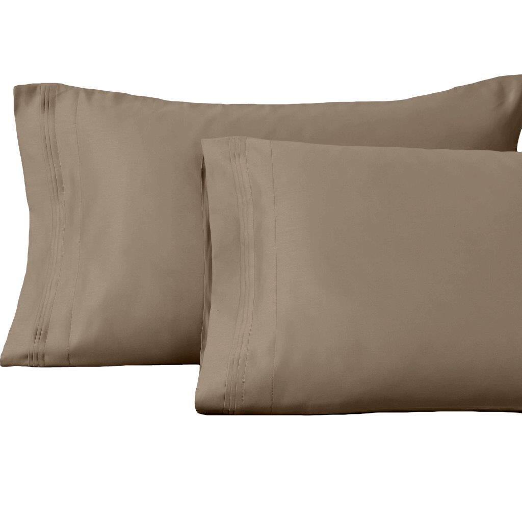 1500 Thread Count Egyptian Cotton 2 Piece Solid Pillowcase Set - Taupe
