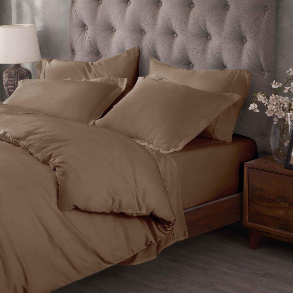 Egyptian Cotton 400 Thread Count Solid Duvet Cover Set - Taupe