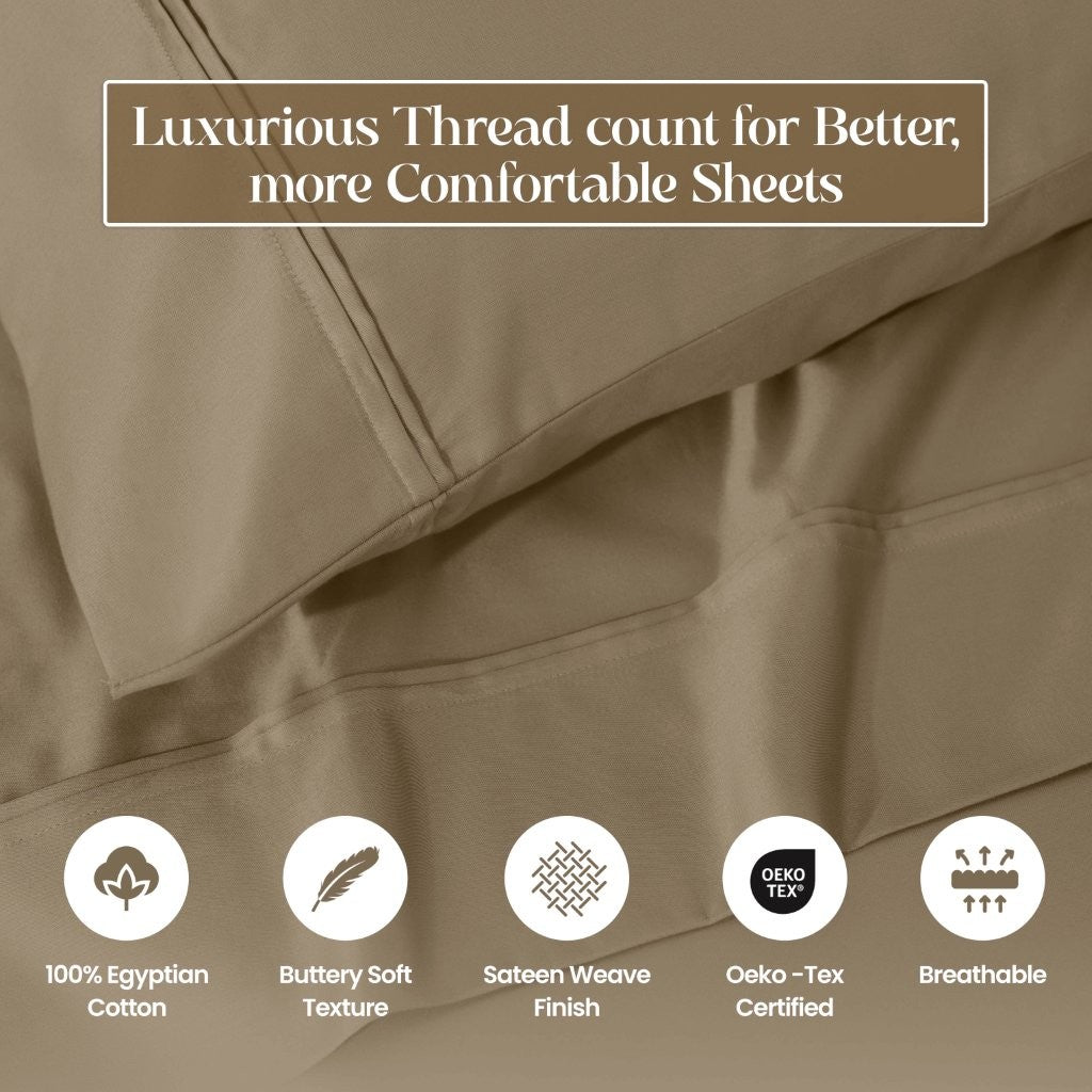 1200 Thread Count Egyptian Cotton 2 Piece Pillowcase Set