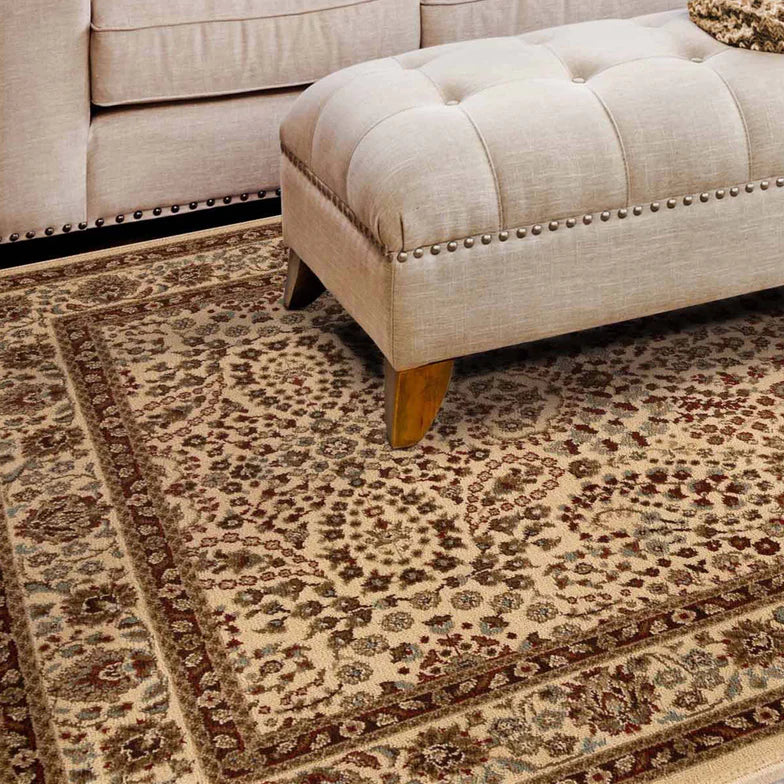 Astral Traditional Oriental Floral Scroll Indoor Area Rug or Runner - Taupe