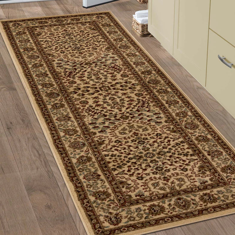 Astral Traditional Oriental Floral Scroll Indoor Area Rug or Runner - Taupe