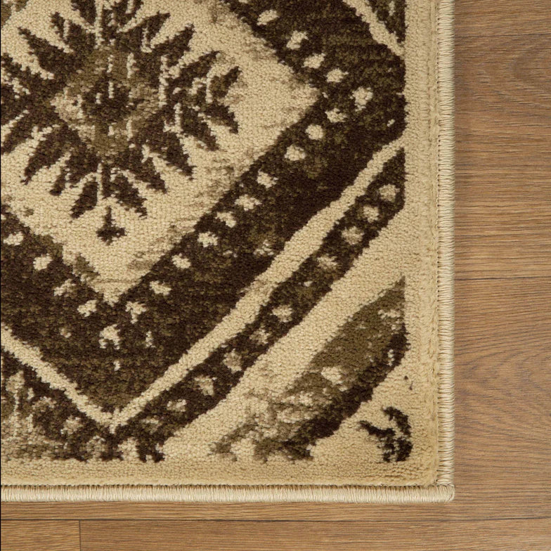 Losange Farmhouse Southwestern Diamonds Indoor Area Rug or Runner - Taupe
