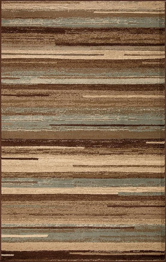 Stripes Abstract Lines Indoor Area Rug or Runner Rug - Taupe