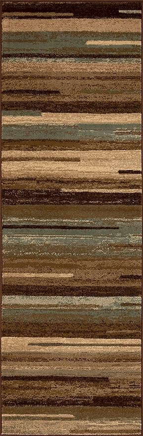 Stripes Abstract Lines Indoor Area Rug or Runner Rug - Taupe